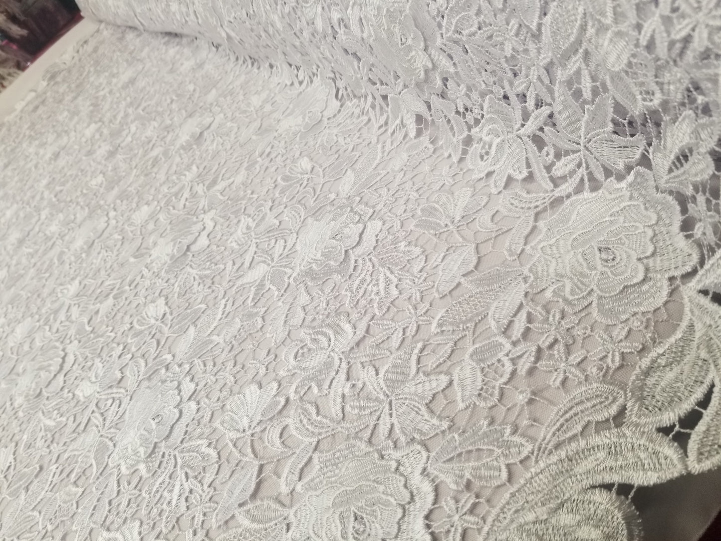 Pure White African Lace Fabric French Tulle Lace Sequined For Wedding Party Dress Fabric
