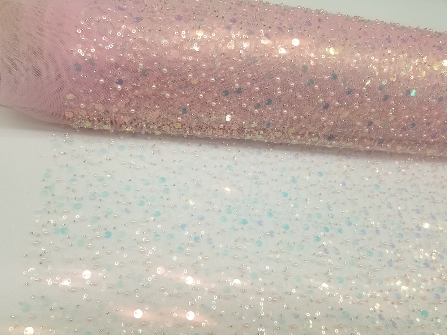 Pink Lace Fabric Bling Night Gown Fabric Sequined Lace Mesh Pink Beaded Lace Fabric by the yard