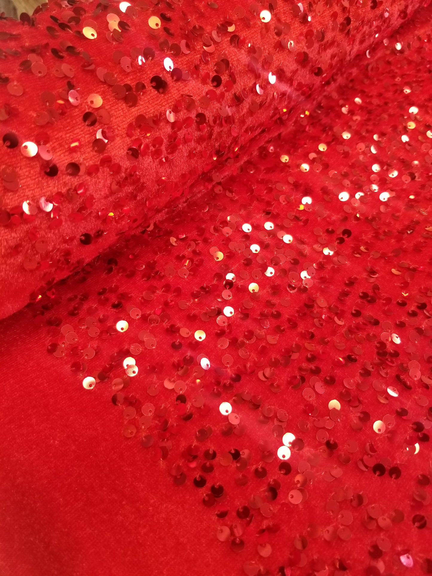 Red Sequins Stretch Velvet Fabric | 58" Wide | Sequins Spandex Velour Apparel, Costume, Scrunchies, Events, Dance Wear Fabric | Sequins Velvet