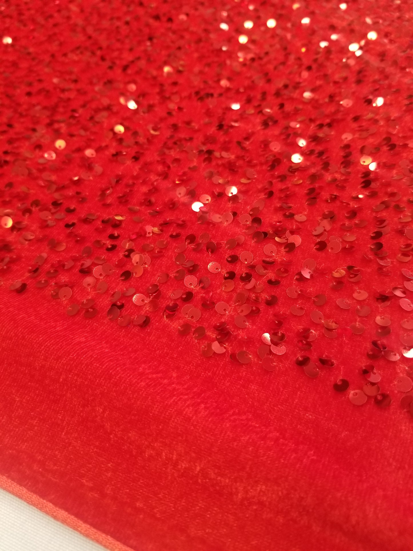 Red Sequins Stretch Velvet Fabric | 58" Wide | Sequins Spandex Velour Apparel, Costume, Scrunchies, Events, Dance Wear Fabric | Sequins Velvet