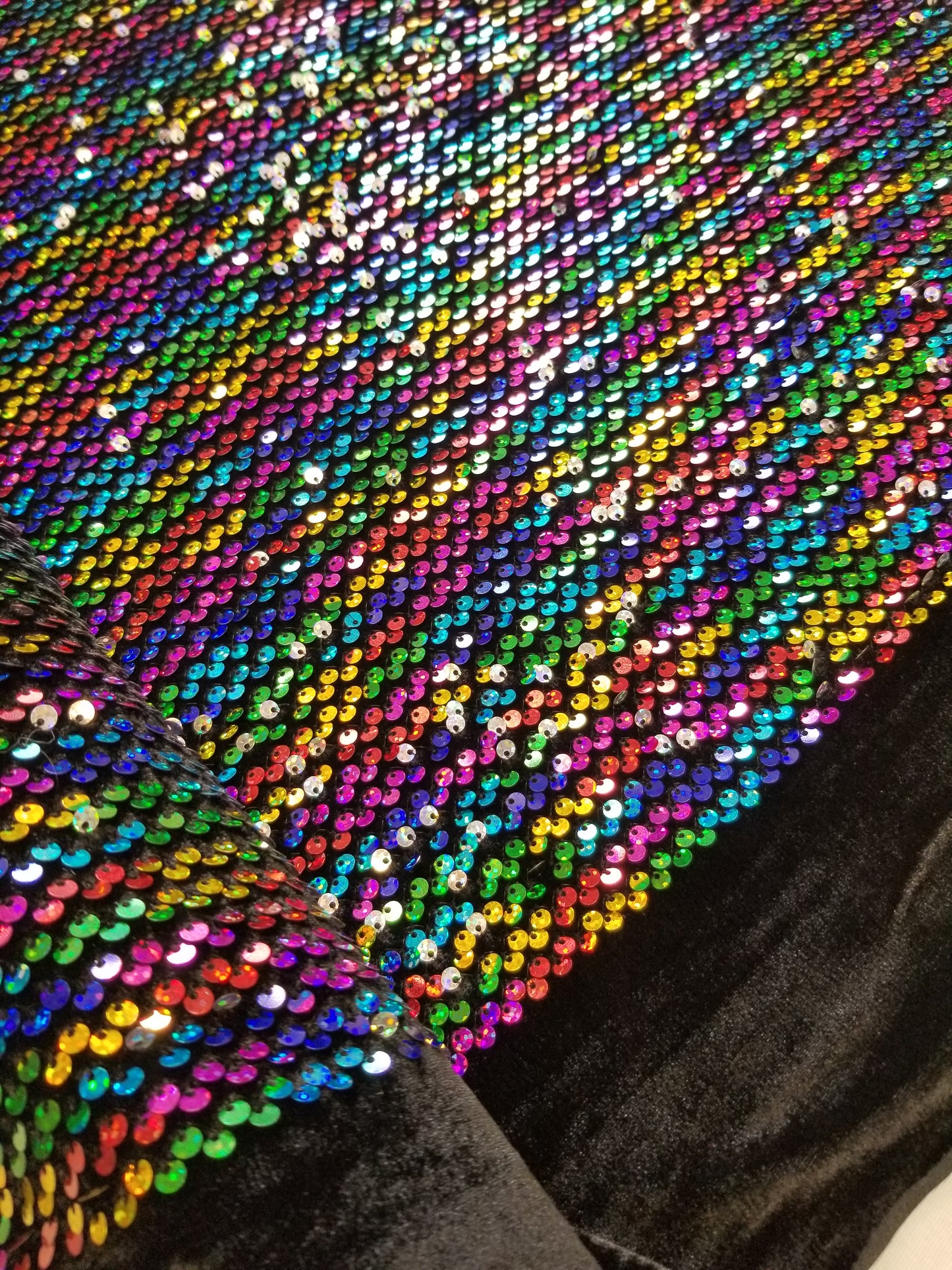 Multicolor Sequins Stretch Velvet Fabric | 58" Wide | Sequins Spandex Velour Apparel, Costume, Scrunchies, Events, Dance Wear Fabric | Sequins Velvet