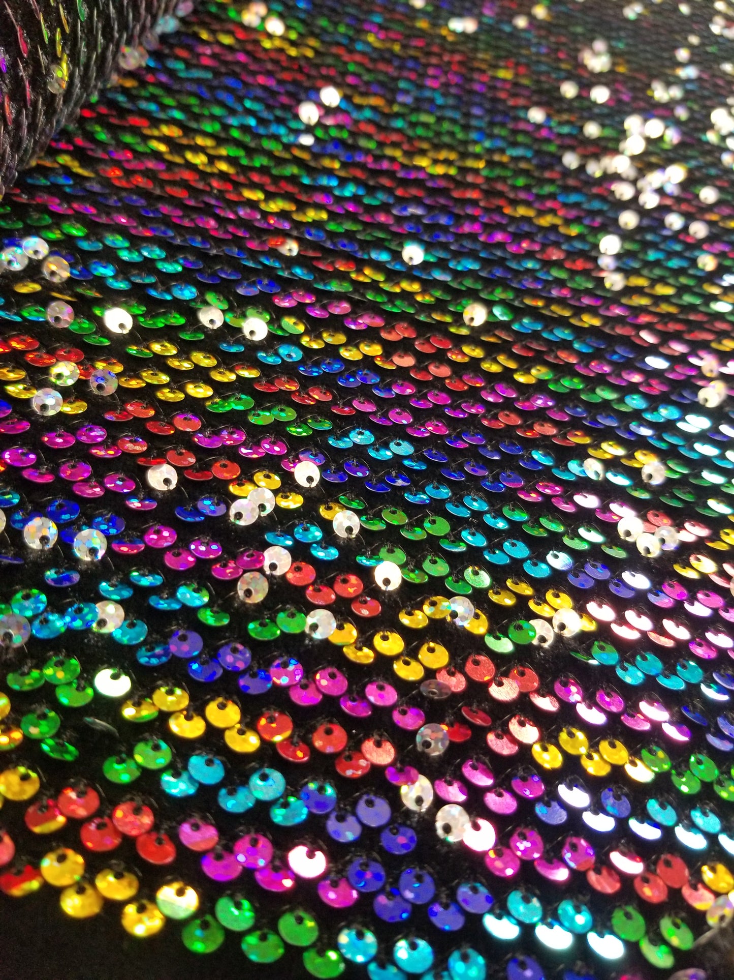 Multicolor Sequins Stretch Velvet Fabric | 58" Wide | Sequins Spandex Velour Apparel, Costume, Scrunchies, Events, Dance Wear Fabric | Sequins Velvet