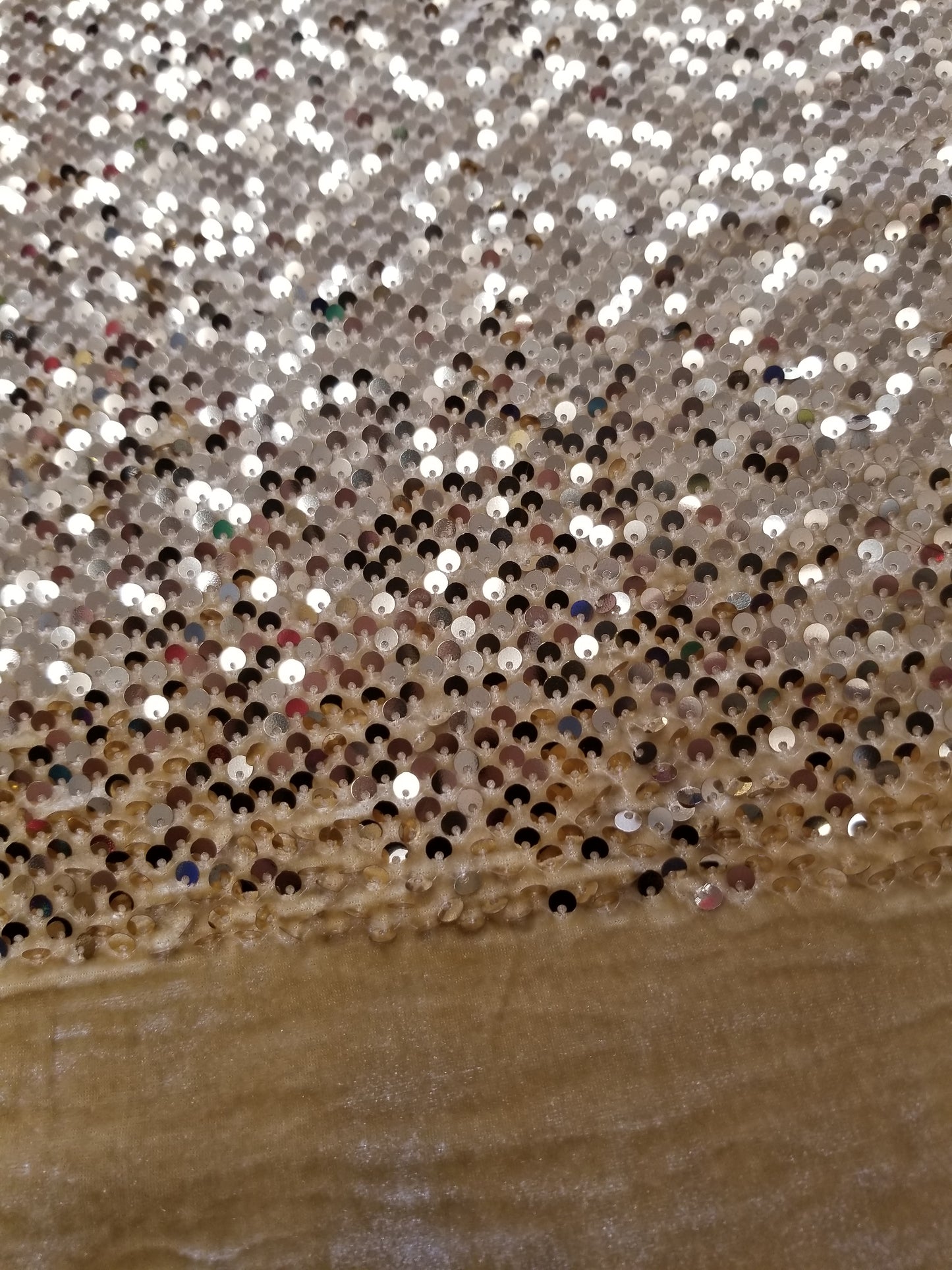 Gold Sequins Stretch Velvet Fabric | 58" Wide | Sequins Spandex Velour Apparel, Costume, Scrunchies, Events, Dance Wear Fabric | Sequins Velvet
