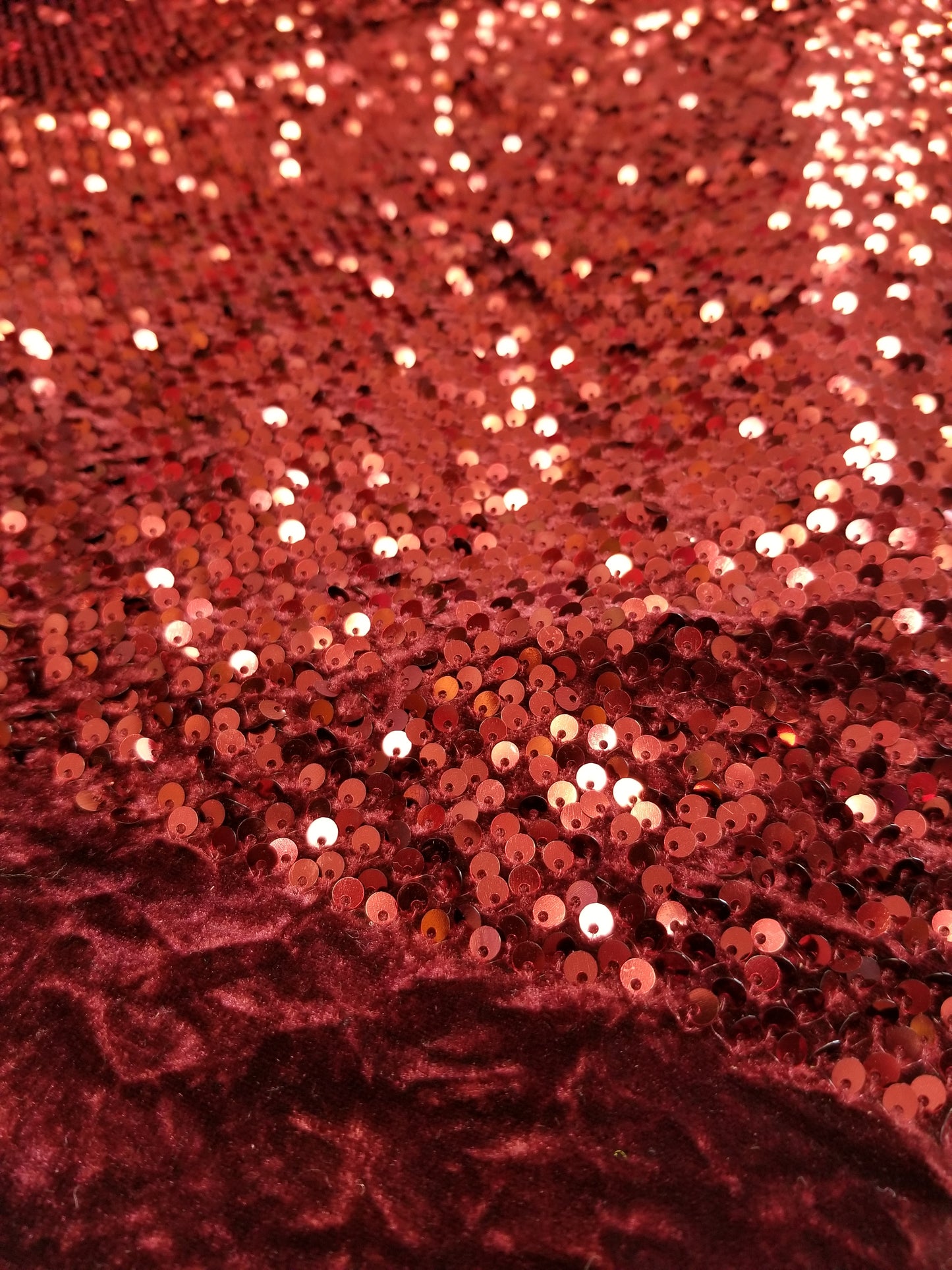 Burgundy Sequins Stretch Velvet Fabric | 58" Wide | Sequins Spandex Velour Apparel, Costume, Scrunchies, Events, Dance Wear Fabric | Sequins Velvet