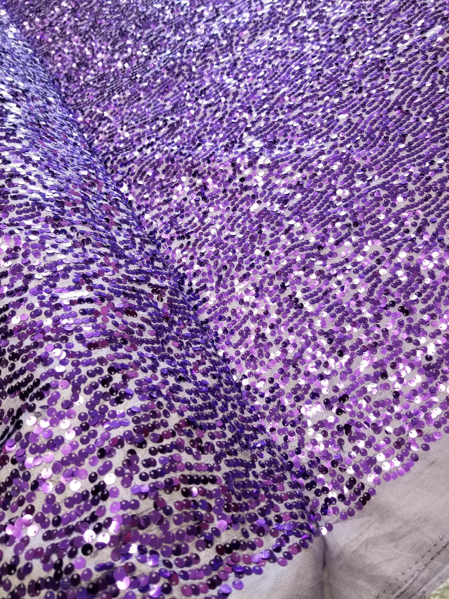 Dk Lavender Sequins Taffeta Fabric by the Yard - Embroidery Sequin On a Taffeta 58/60”For Tablecloths/Runners/Curtains