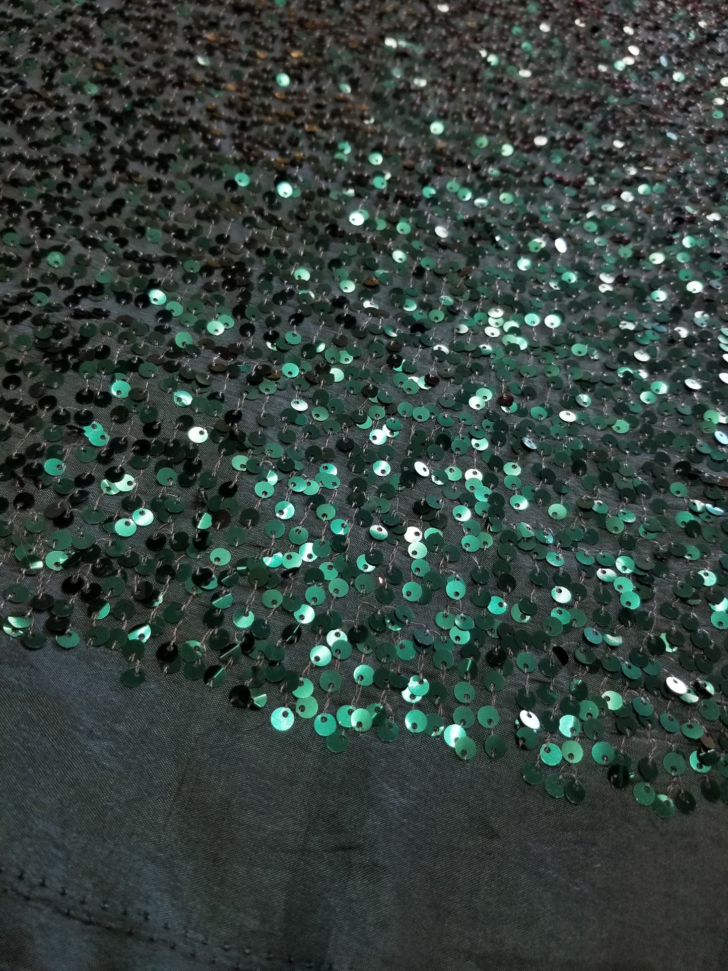 Hunter Green 2 Sequins Taffeta Fabric by the Yard - Embroidery Sequin On a Taffeta 58/60”For Tablecloths/Runners/Curtains