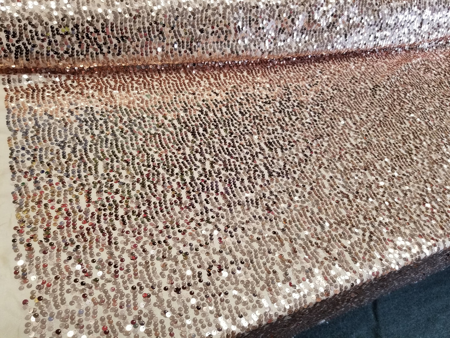 Peach Sequins Taffeta Fabric by the Yard - Embroidery Sequin On a Taffeta 58/60”For Tablecloths/Runners/Curtains