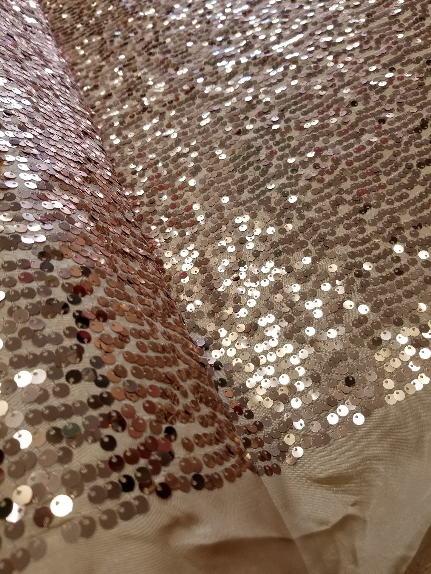 Peach Sequins Taffeta Fabric by the Yard - Embroidery Sequin On a Taffeta 58/60”For Tablecloths/Runners/Curtains