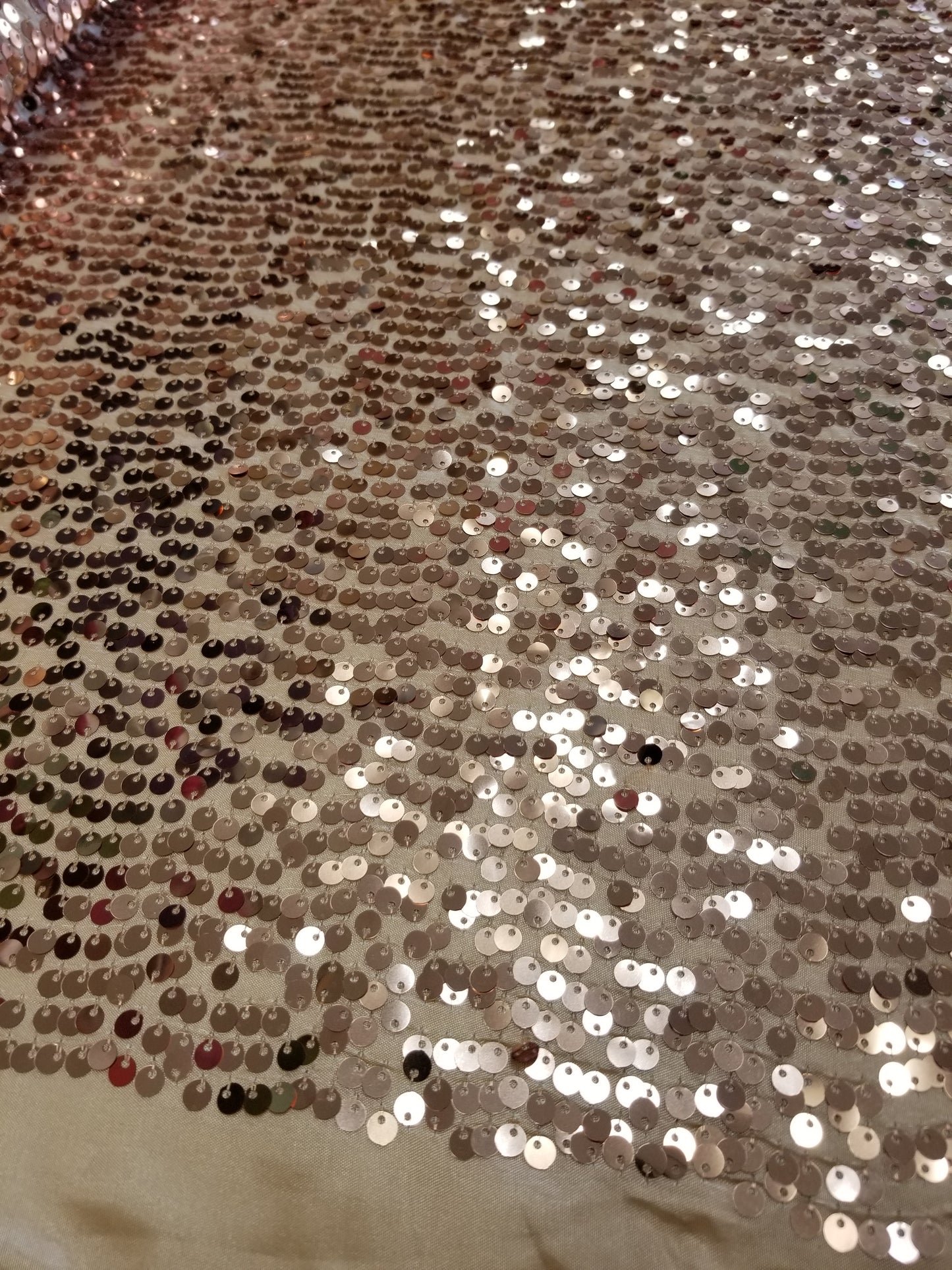 Peach Sequins Taffeta Fabric by the Yard - Embroidery Sequin On a Taffeta 58/60”For Tablecloths/Runners/Curtains