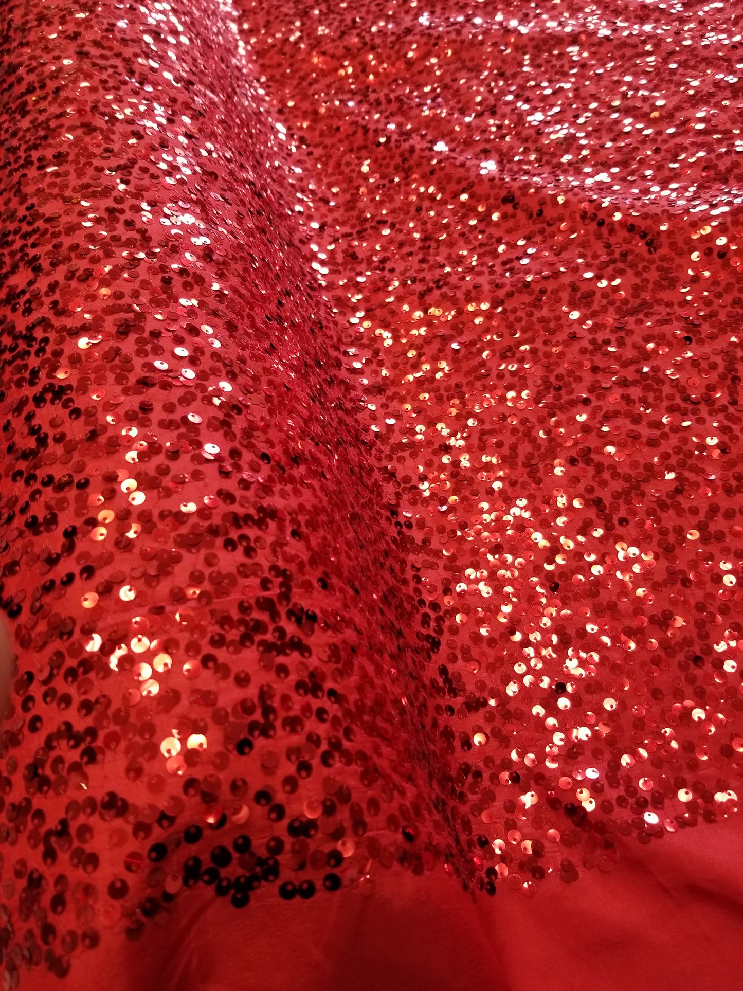 Red Sequins Taffeta Fabric by the Yard - Embroidery Sequin On a Taffeta 58/60”For Tablecloths/Runners/Curtains