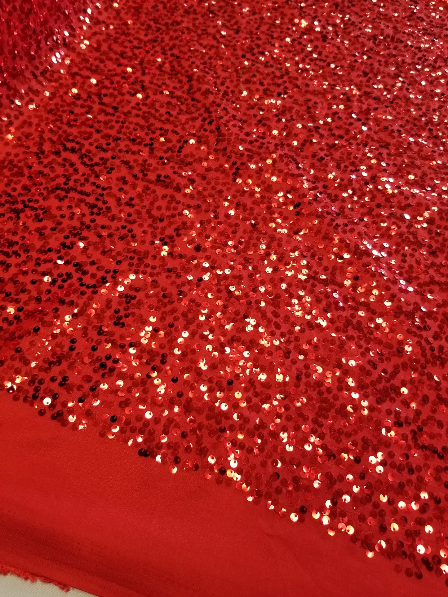 Red Sequins Taffeta Fabric by the Yard - Embroidery Sequin On a Taffeta 58/60”For Tablecloths/Runners/Curtains