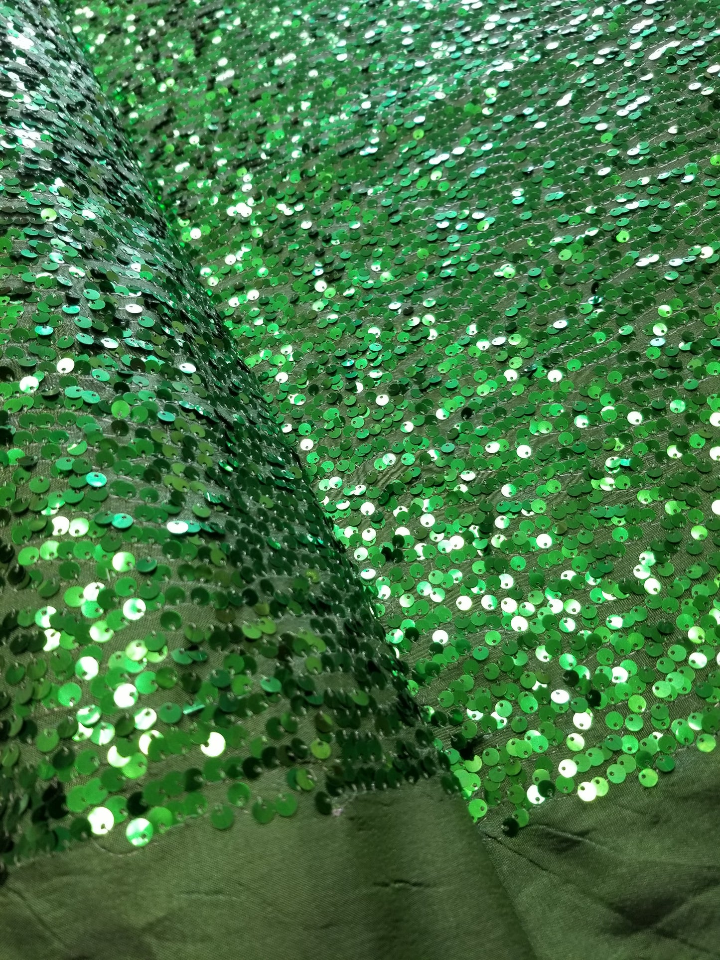 Hunter Green Sequins Taffeta Fabric by the Yard - Embroidery Sequin On a Taffeta 58/60”For Tablecloths/Runners/Curtains