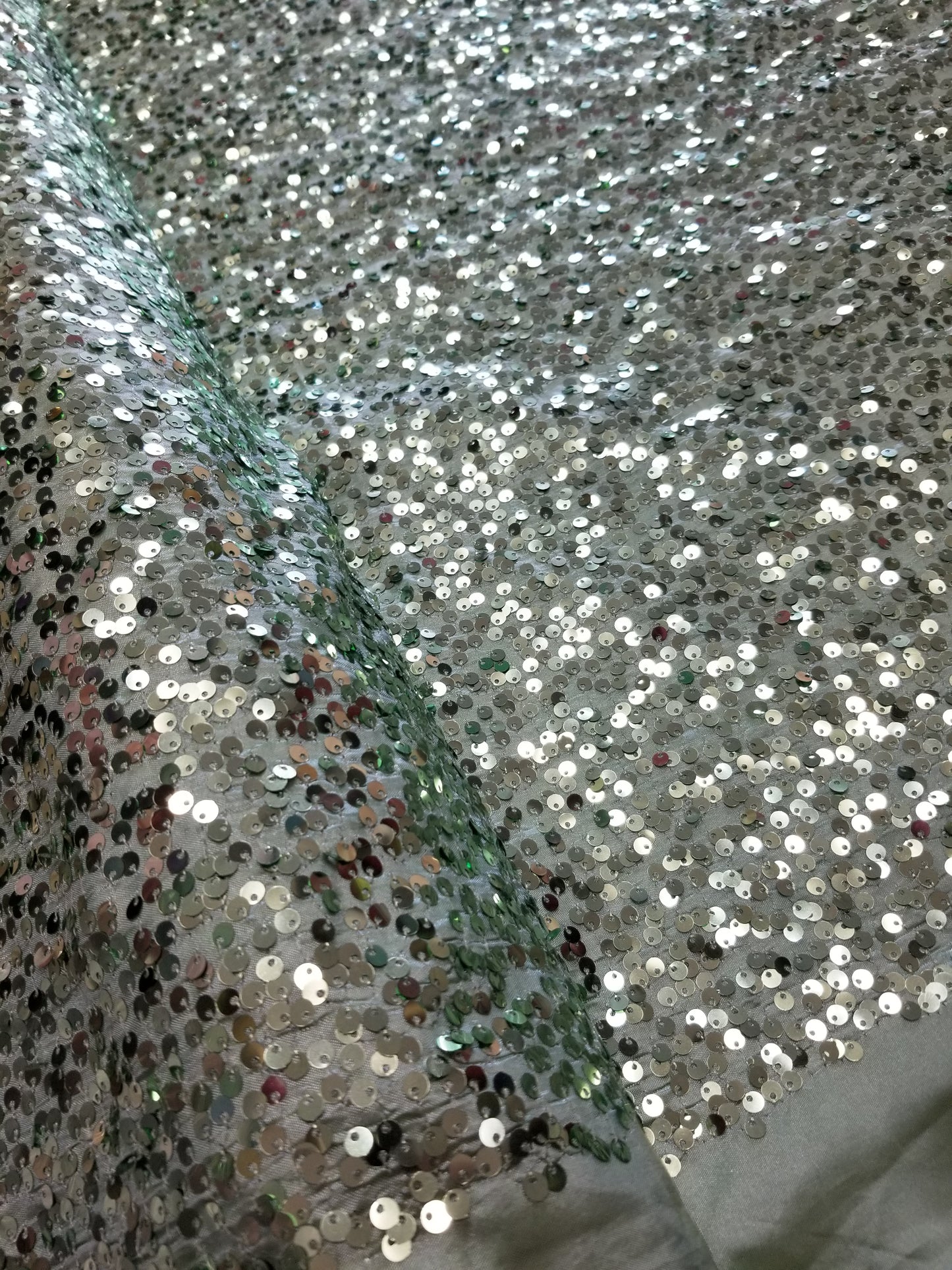Mint Green Sequins Taffeta Fabric by the Yard - Embroidery Sequin On a Taffeta 58/60”For Tablecloths/Runners/Curtains