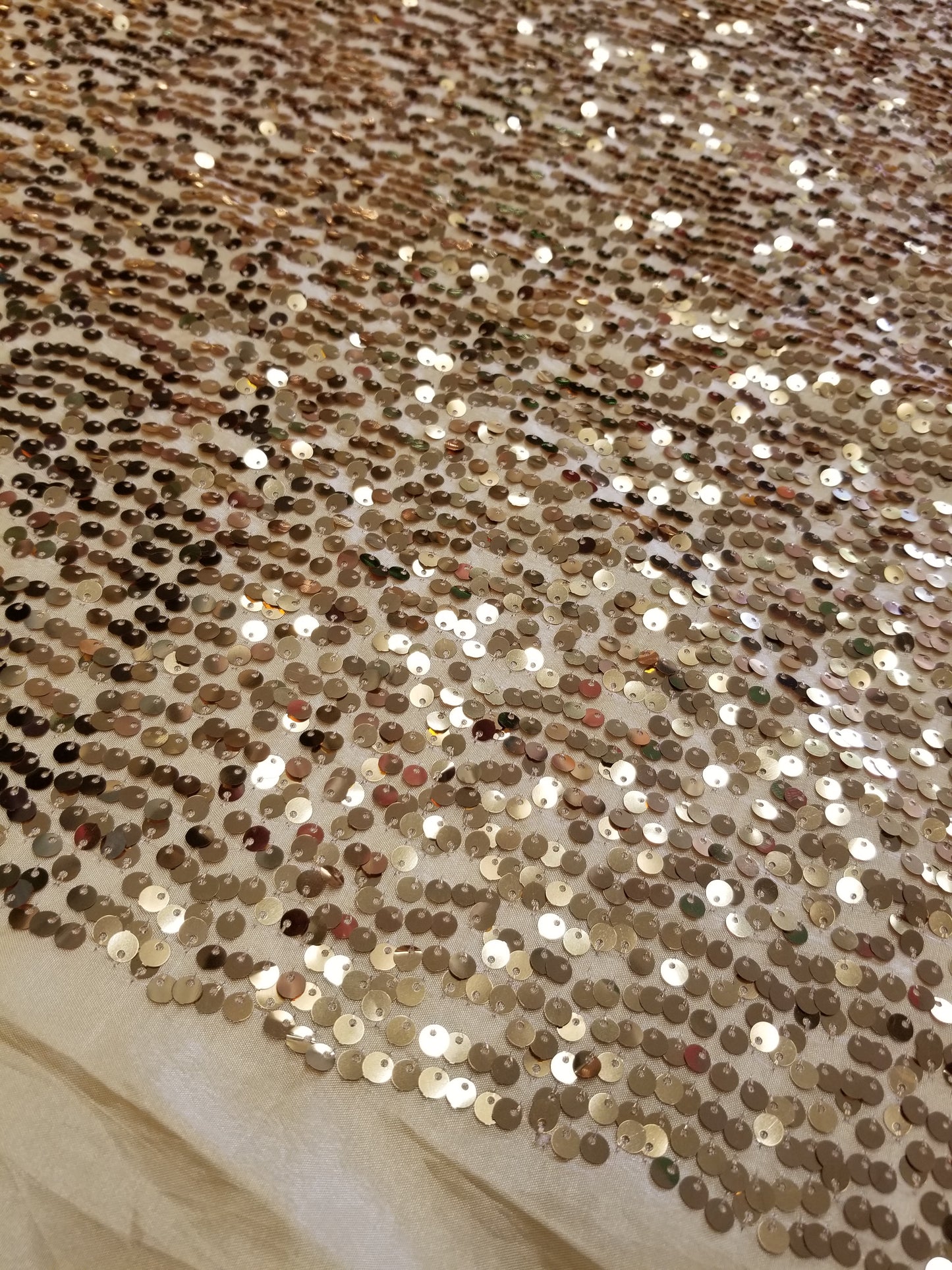 Gold Sequins Taffeta Fabric by the Yard - Embroidery Sequin On a Taffeta 58/60”For Tablecloths/Runners/Curtains