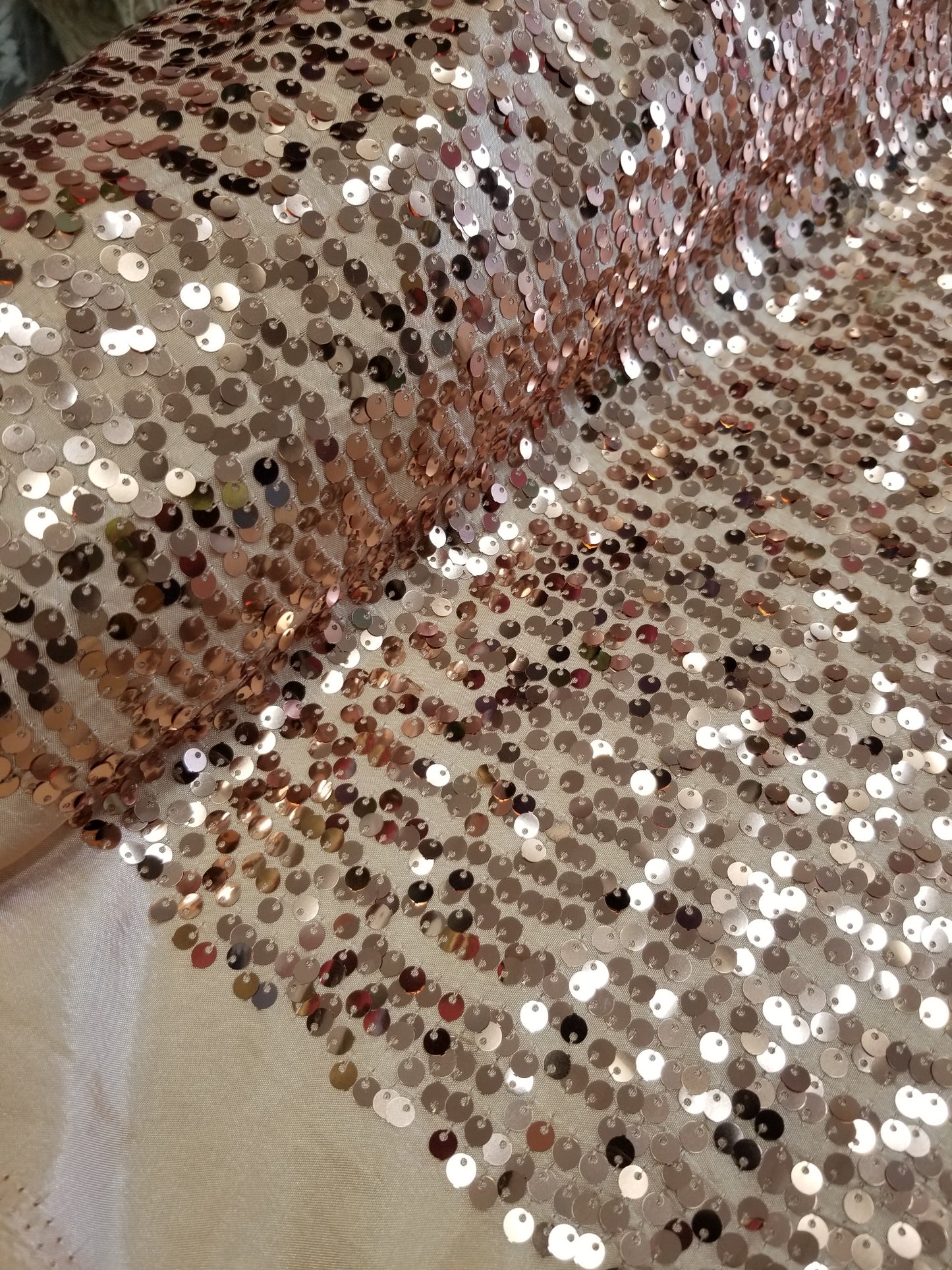 Dusty Rose Sequins Taffeta Fabric by the Yard - Embroidery Sequin On a Taffeta 58/60”For Tablecloths/Runners/Curtains