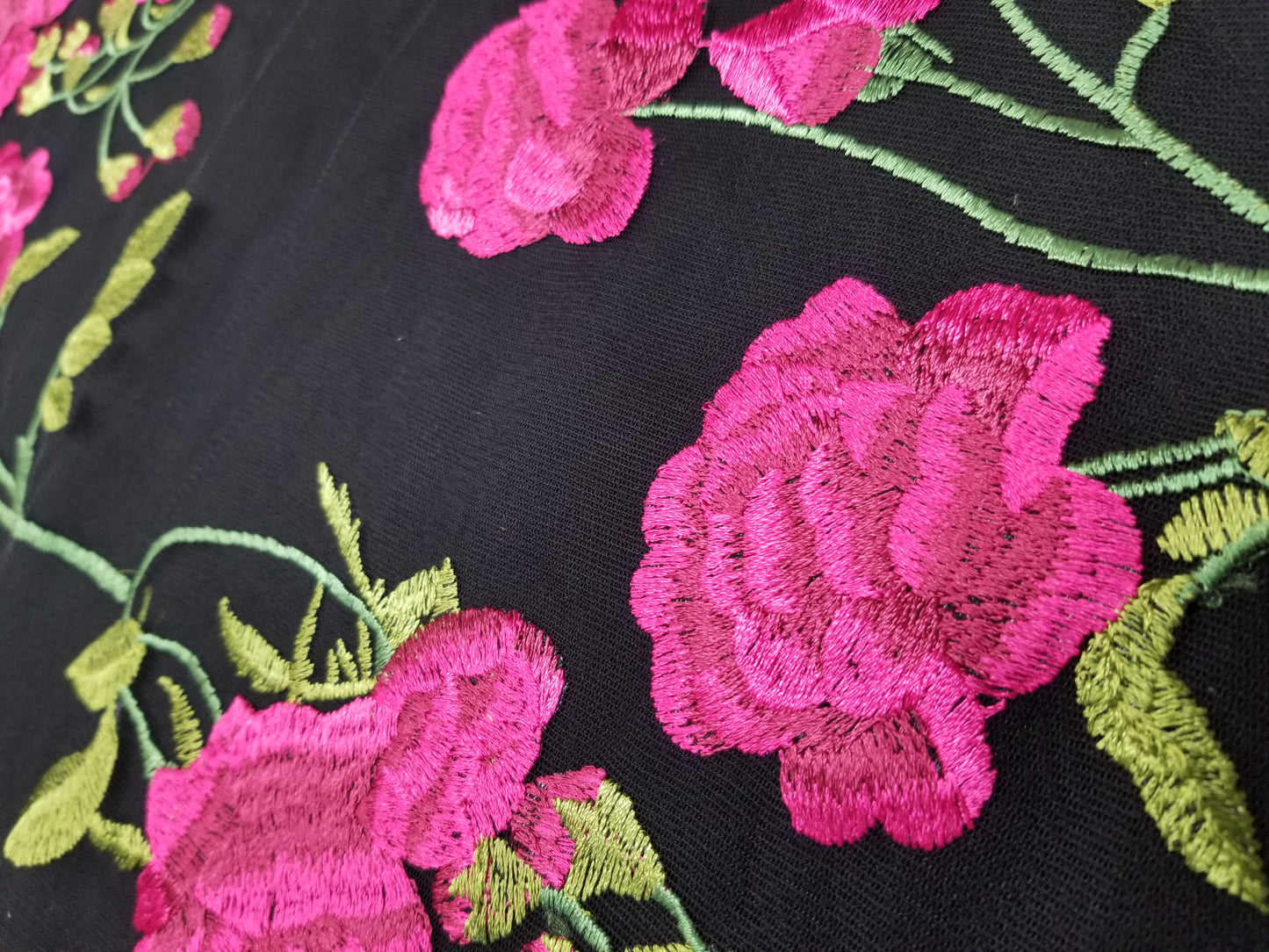 Multicolor Embroidered Floral Lace Fabric, Heavy Embroidered Black Mesh Lace Fabric for Party Dress, Formal Gown or Prom Dress
