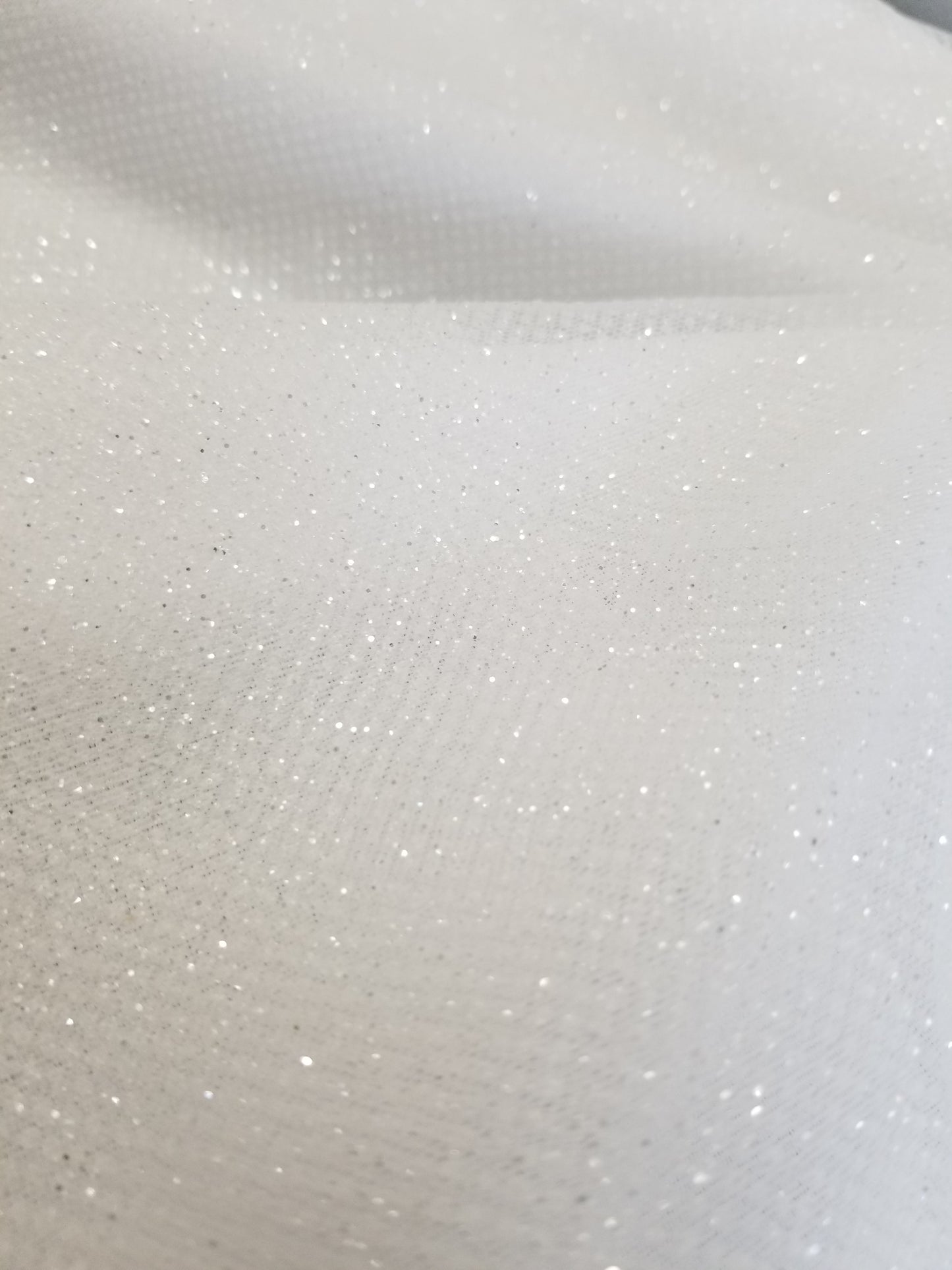 White Glitter Tulle Fabric by the Yard, Wholesale Sparkle Mesh, Shimmer Fabric for Wedding Gown, Decor, Backdrop etc.