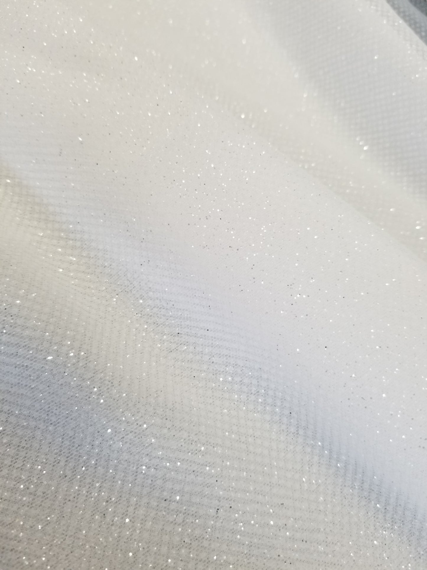 White Glitter Tulle Fabric by the Yard, Wholesale Sparkle Mesh, Shimmer Fabric for Wedding Gown, Decor, Backdrop etc.