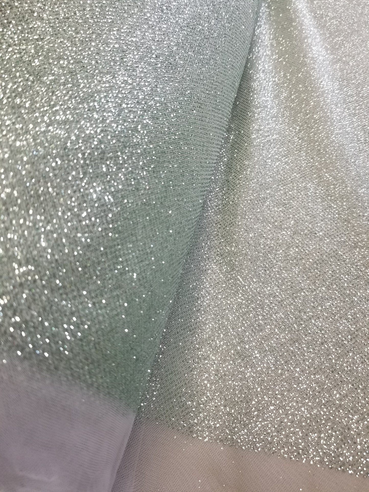 Mint Green Glitter Tulle Fabric by the Yard, Wholesale Sparkle Mesh, Shimmer Fabric for Wedding Gown, Decor, Backdrop etc.