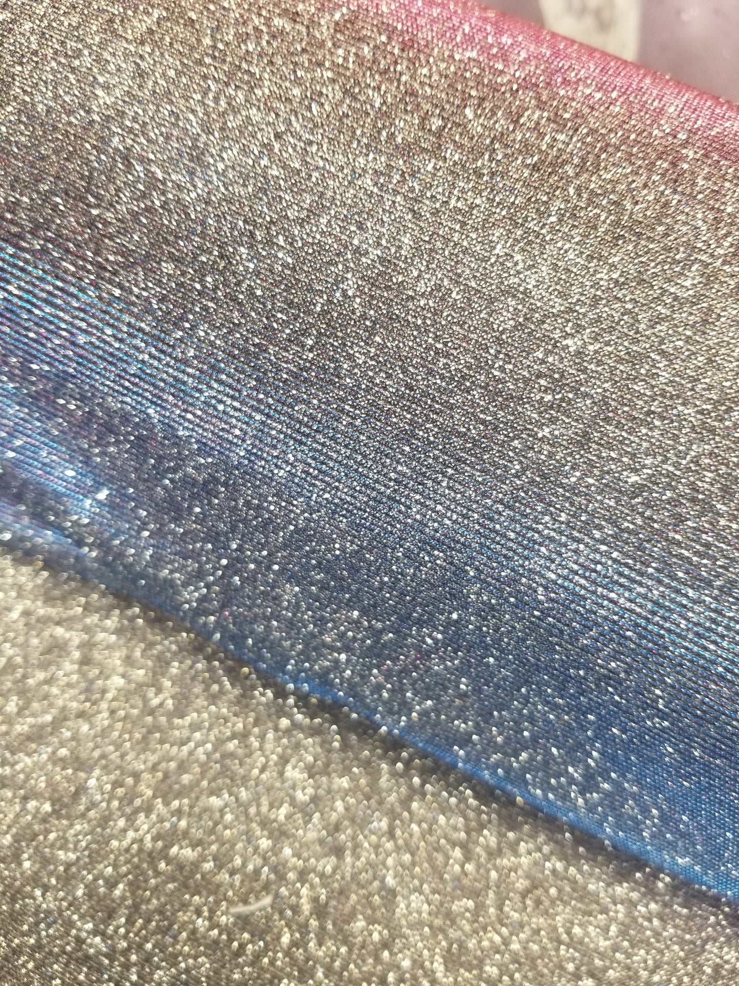2 Tone Glitter Blue Pink Silver Deluxe Nylon Spandex Lurex Fabric