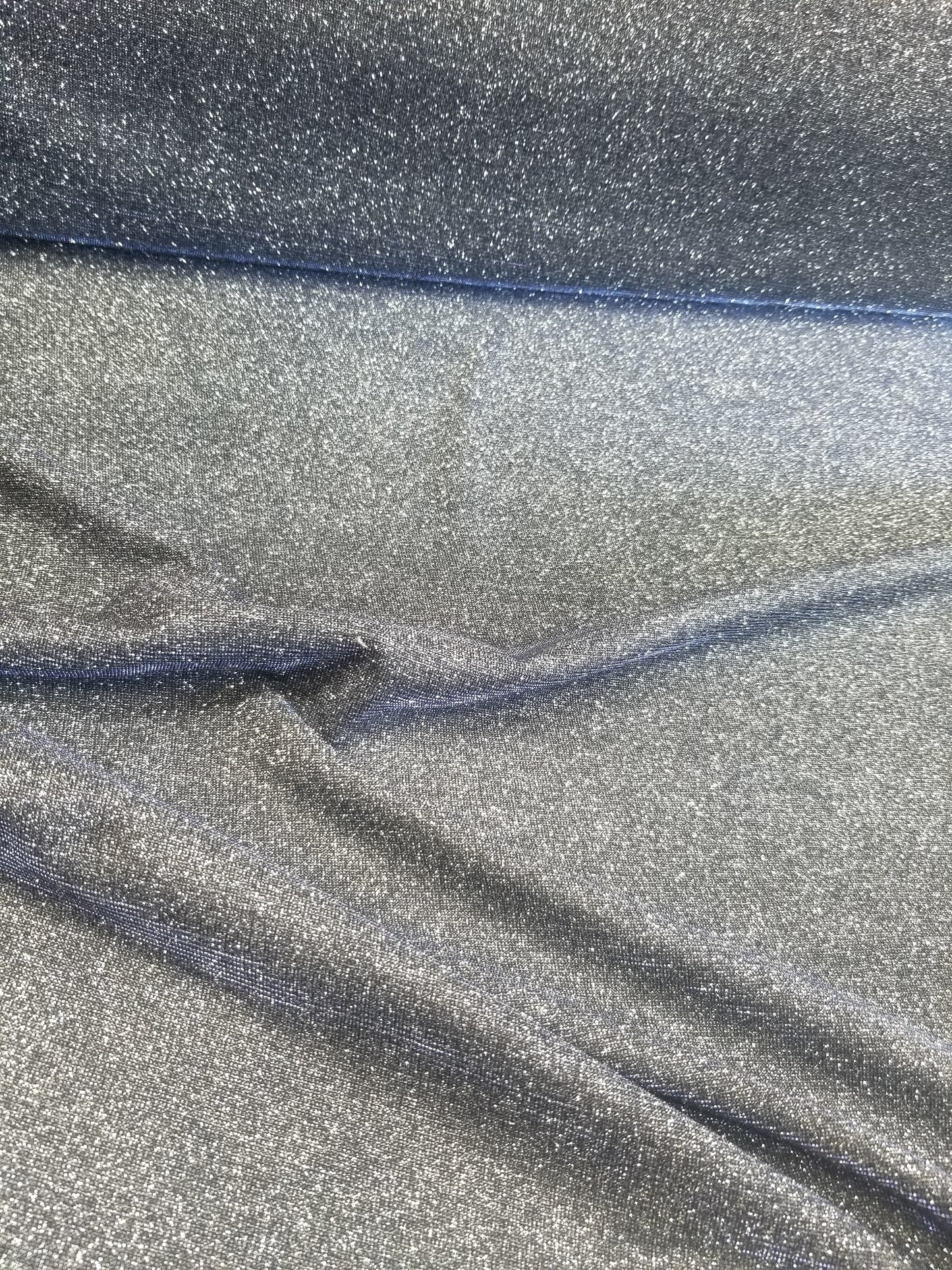 2 Tone Glitter Blue Silver Deluxe Nylon Spandex Lurex Fabric