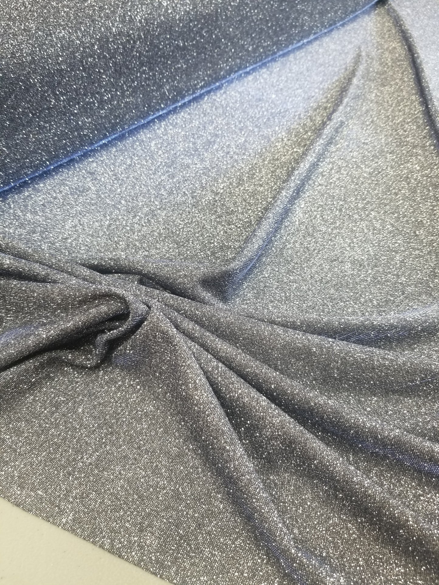 2 Tone Glitter Blue Silver Deluxe Nylon Spandex Lurex Fabric