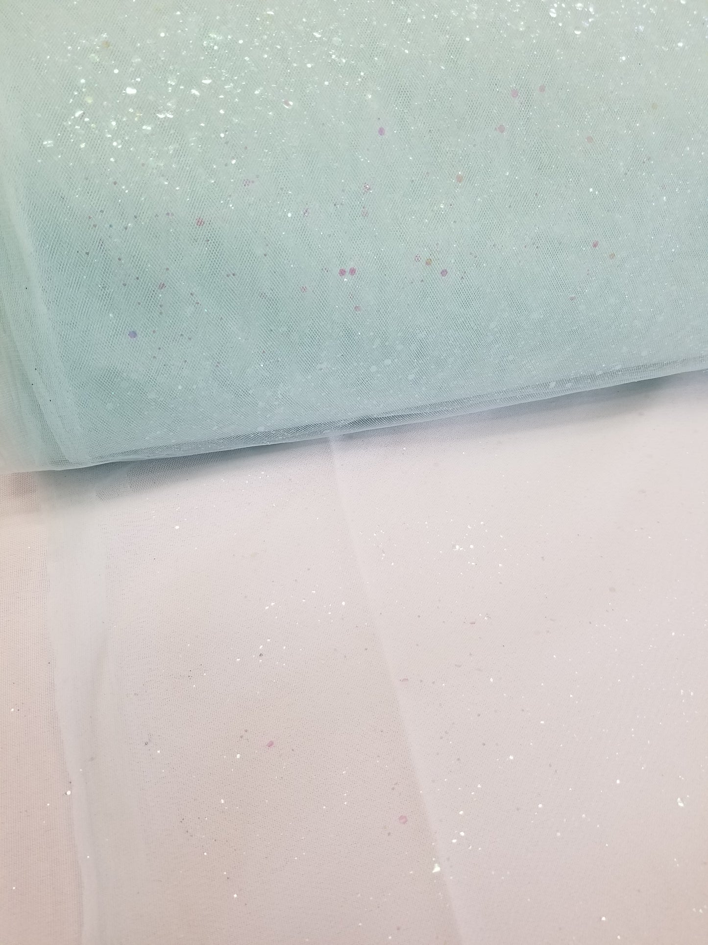 Mint Glitter Tulle Fabric by the Yard, Wholesale Sparkle Mesh, Shimmer Fabric for Wedding Gown, Decor, Backdrop etc.