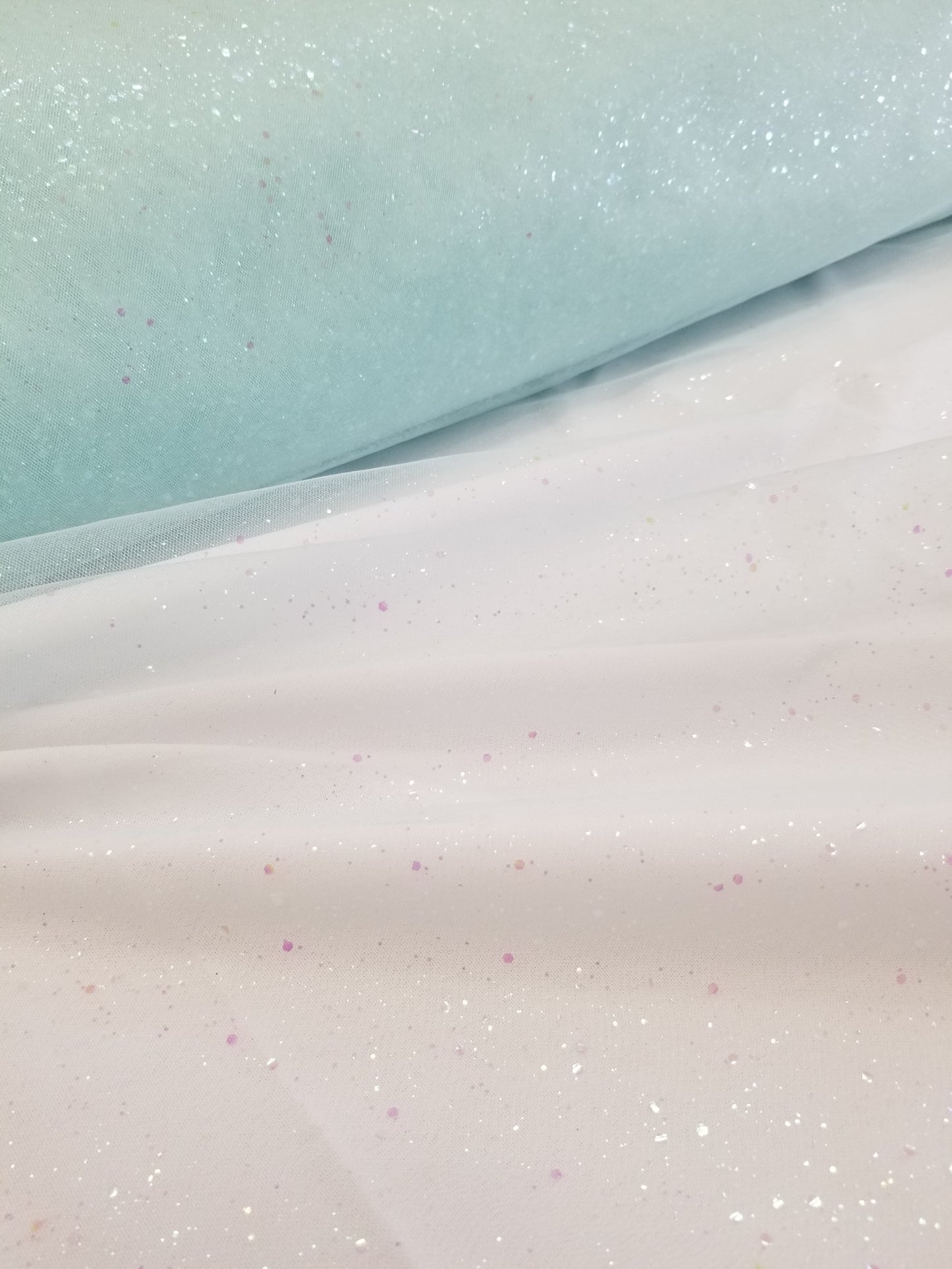 Mint Glitter Tulle Fabric by the Yard, Wholesale Sparkle Mesh, Shimmer Fabric for Wedding Gown, Decor, Backdrop etc.