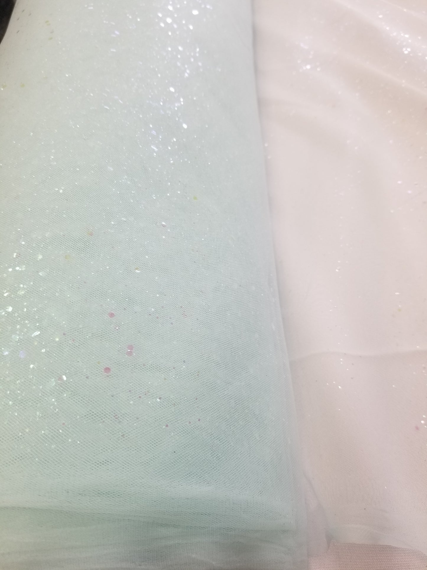 Mint Glitter Tulle Fabric by the Yard, Wholesale Sparkle Mesh, Shimmer Fabric for Wedding Gown, Decor, Backdrop etc.