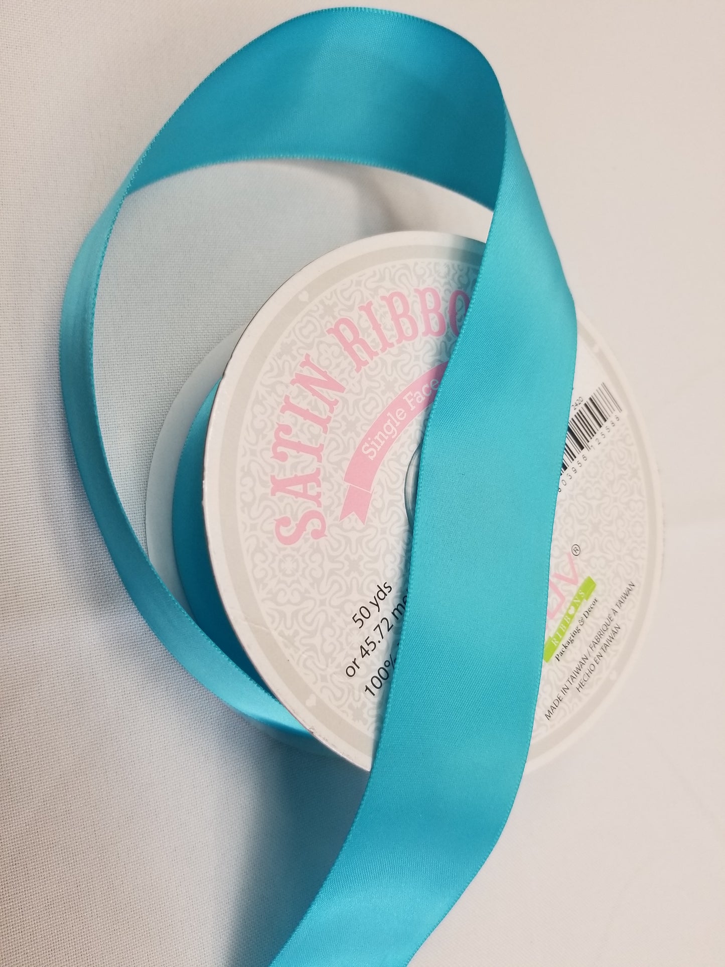Turquoise Double Faced Satin Ribbon, 1-1/2-inch, 50 yard per roll