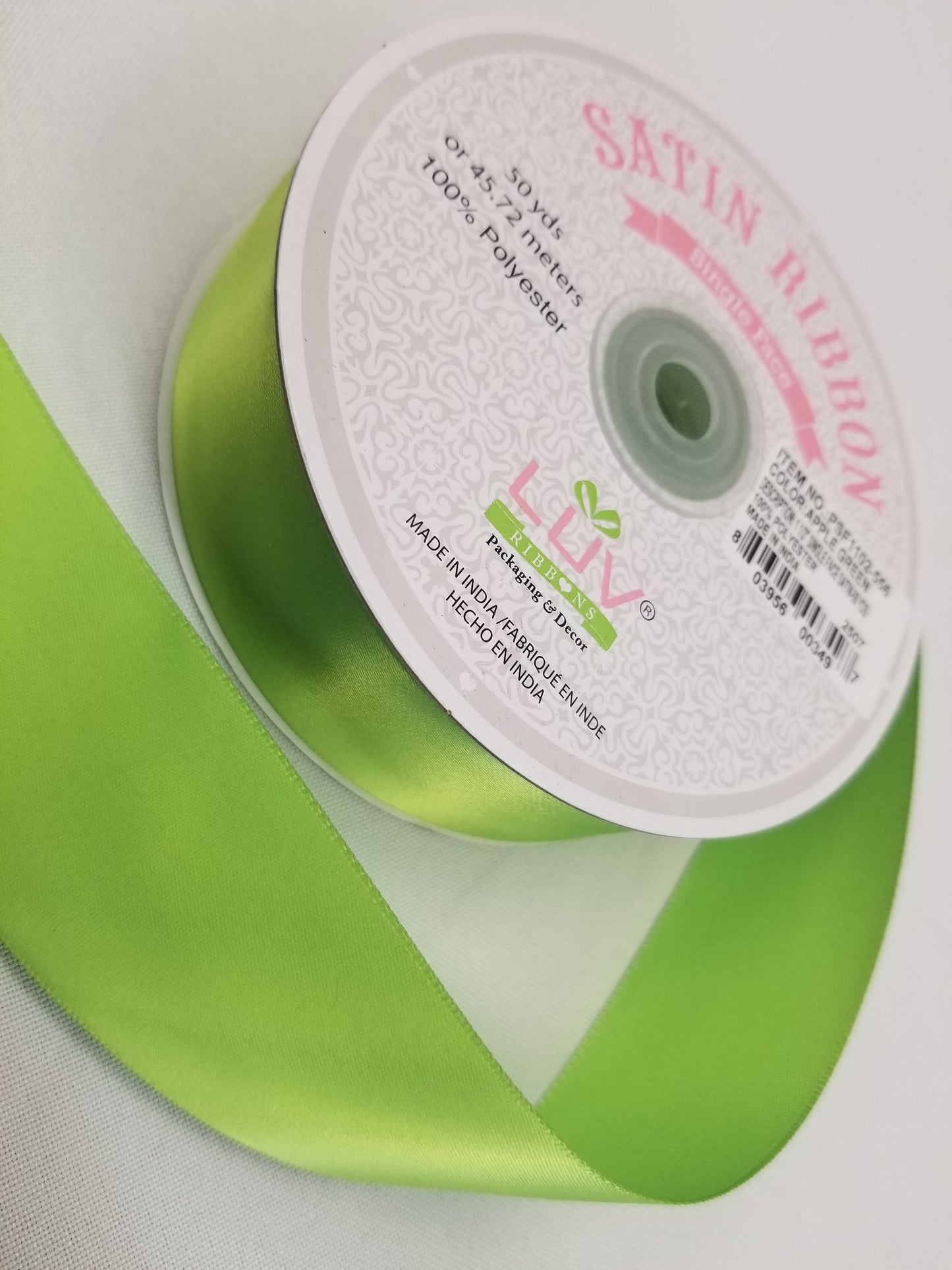 Lime Green Double Faced Satin Ribbon, 1-1/2-inch, 50 yard per roll