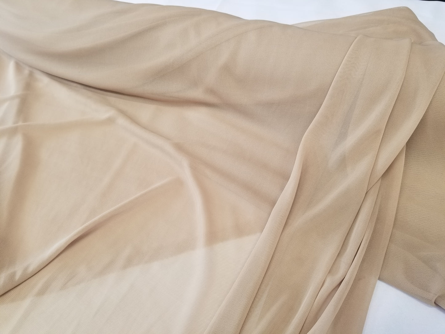 Khaki Power Mesh, 4-way Stretch, Nylon/Spandex 60" Wide, Sells by the Yard, Colors available.