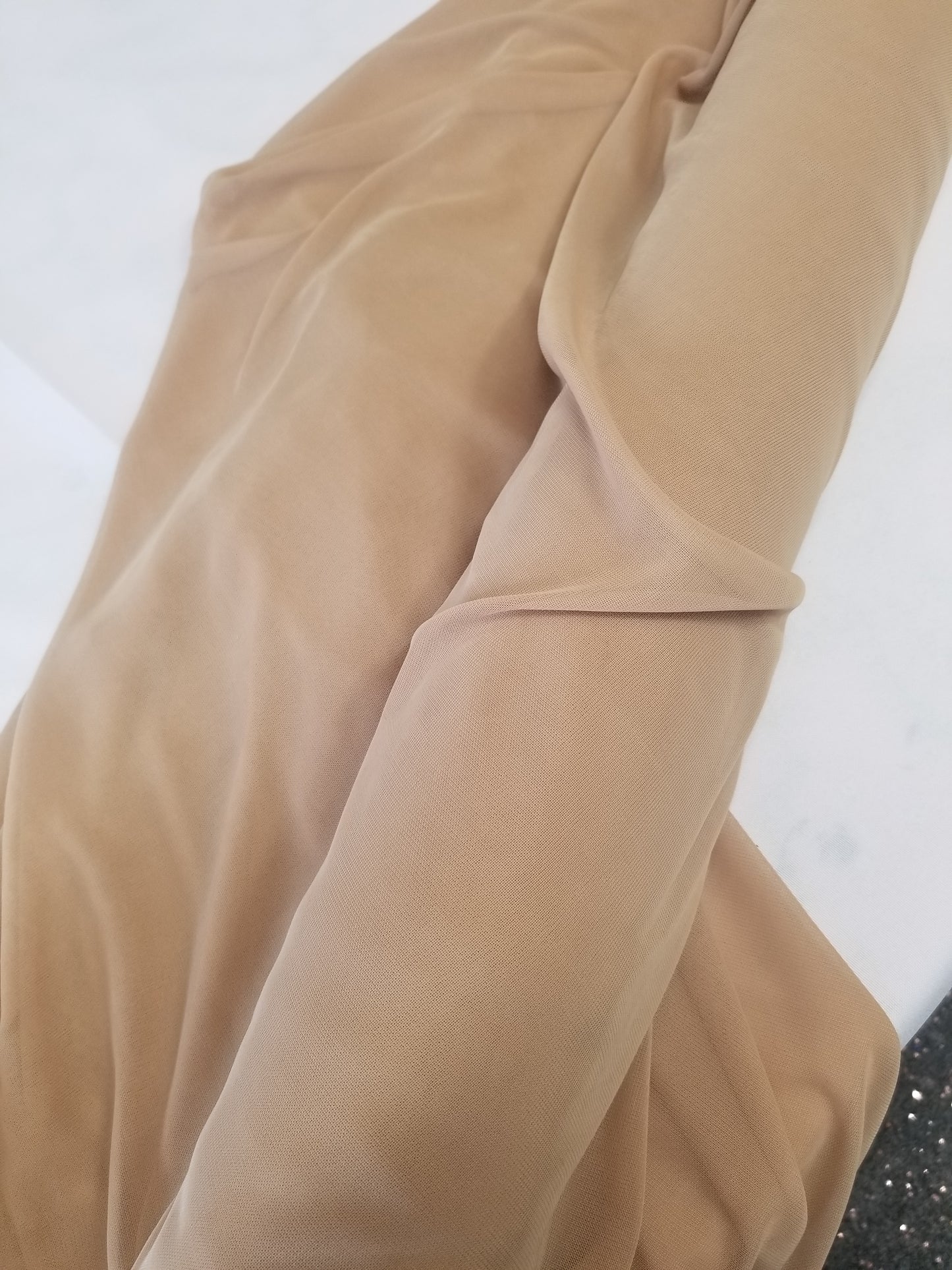 Khaki Power Mesh, 4-way Stretch, Nylon/Spandex 60" Wide, Sells by the Yard, Colors available.