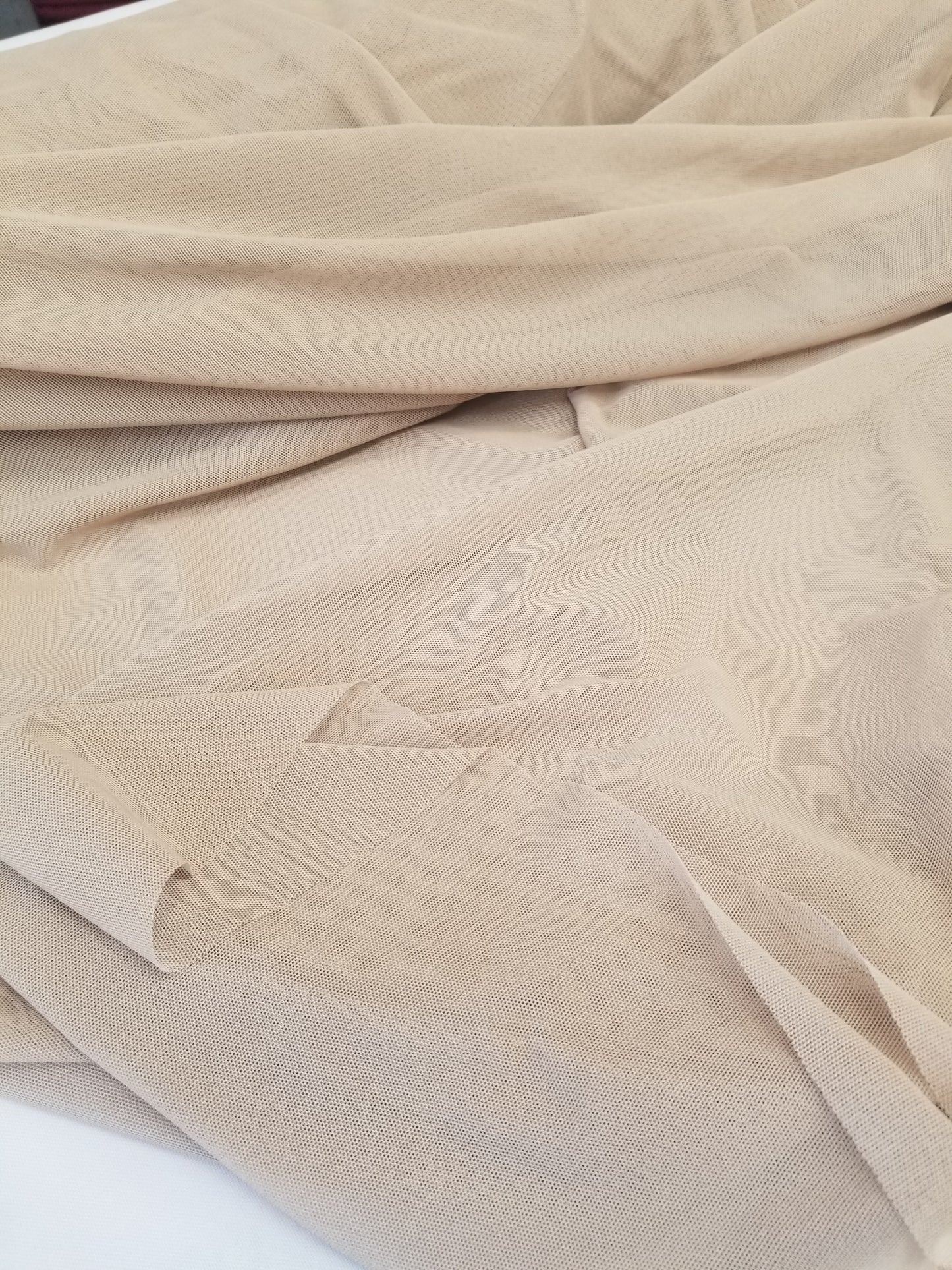 Natural Power Mesh, 4-way Stretch, Nylon/Spandex 60" Wide, Sells by the Yard, Colors available.