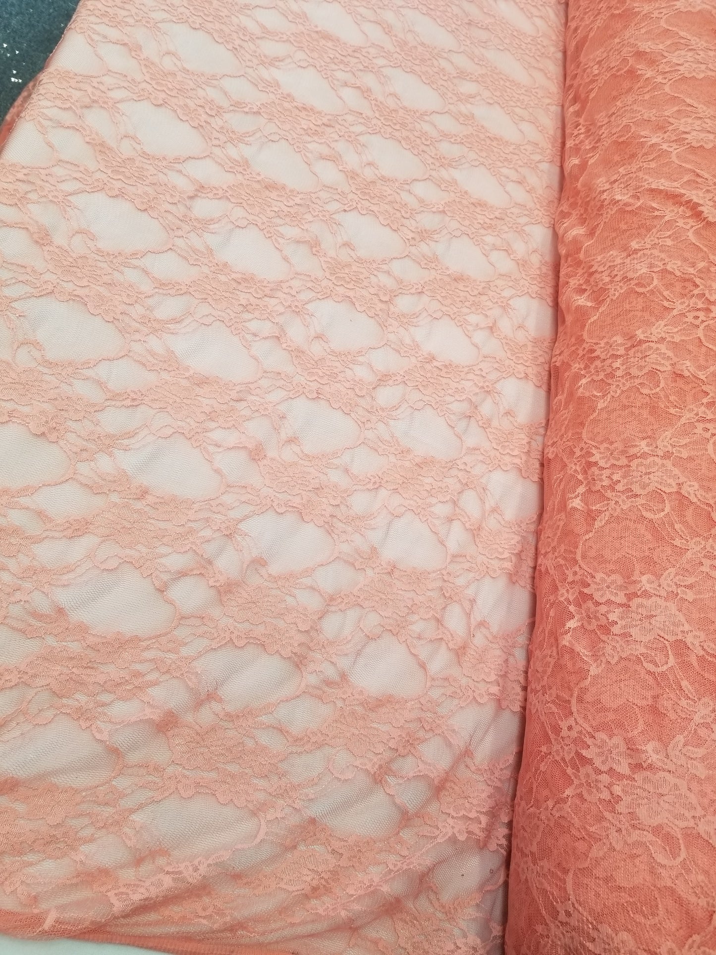 Coral 4 way Stretch Fabric Soft Elastic Floral Lace Fabric, Evening Dress Lace Fabric Sold by Yard