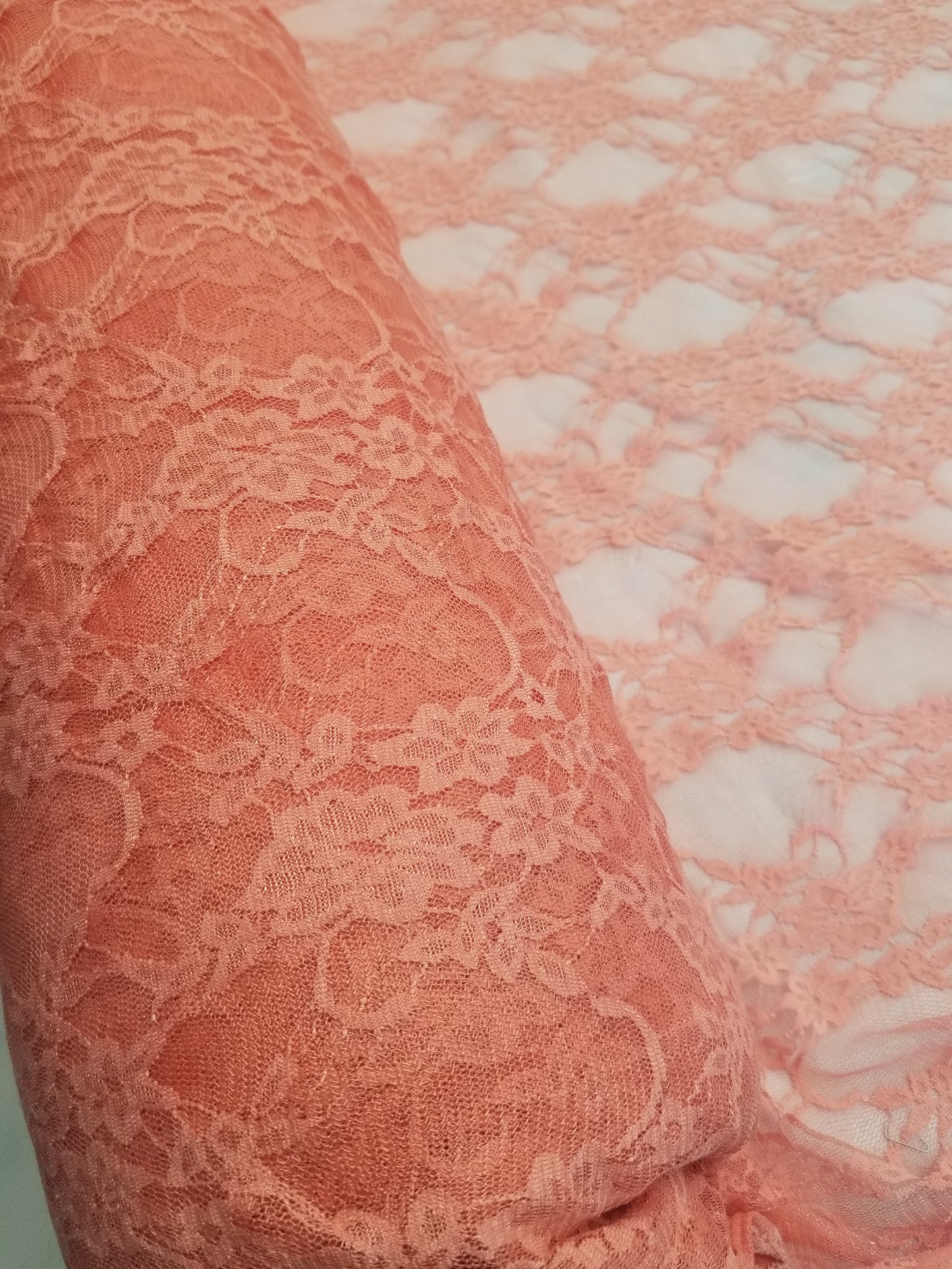 Coral 4 way Stretch Fabric Soft Elastic Floral Lace Fabric, Evening Dress Lace Fabric Sold by Yard