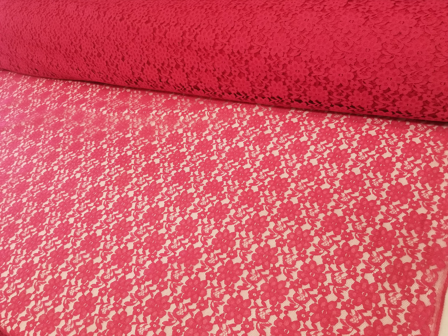 Fuschia 58/60" Raschel lace fabric Sold by the Yard