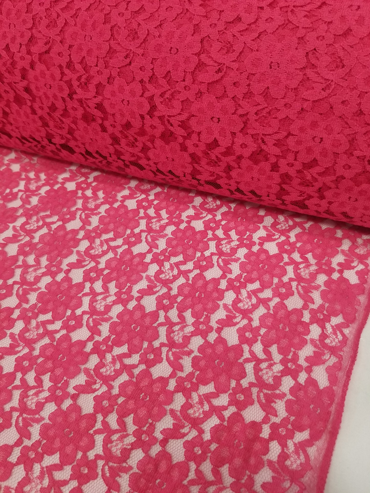 Fuschia 58/60" Raschel lace fabric Sold by the Yard