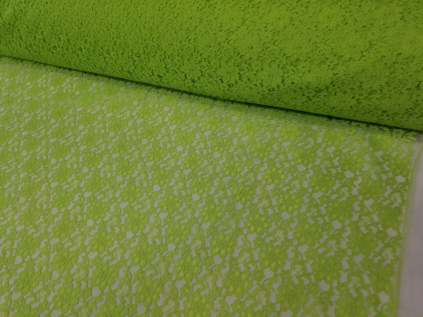 Lime Green 58/60" Raschel lace fabric Sold by the Yard