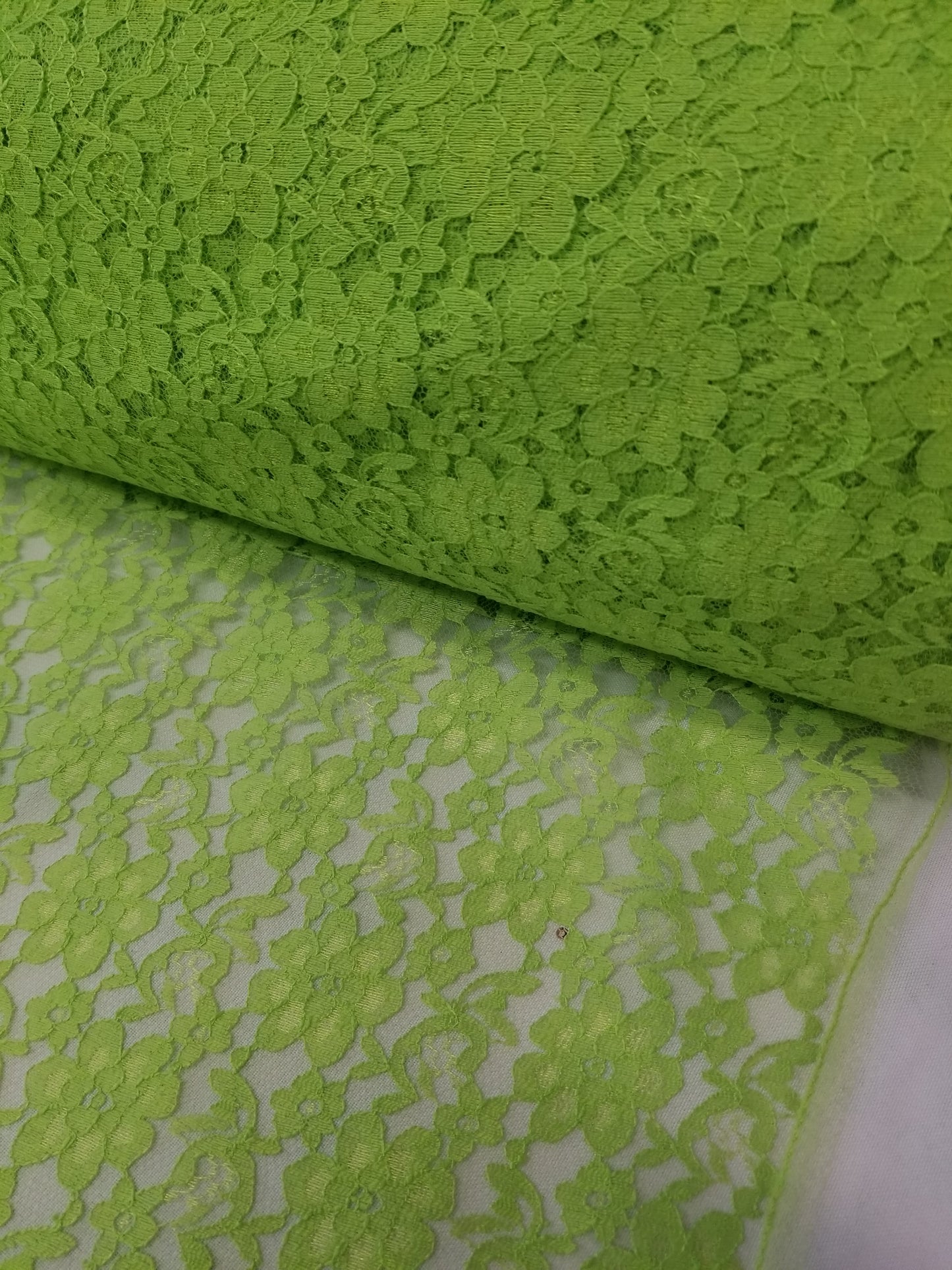 Lime Green 58/60" Raschel lace fabric Sold by the Yard