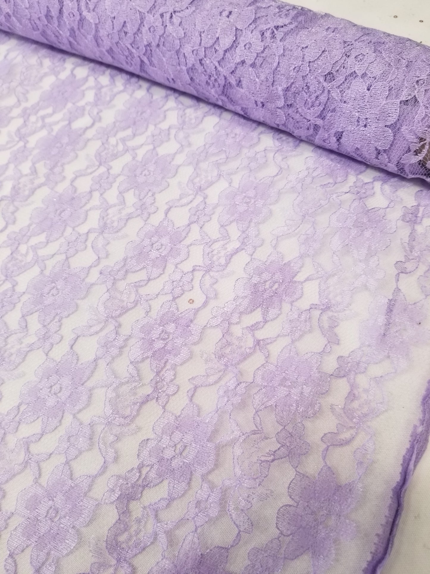 Lavender 58/60" Raschel lace fabric Sold by the Yard