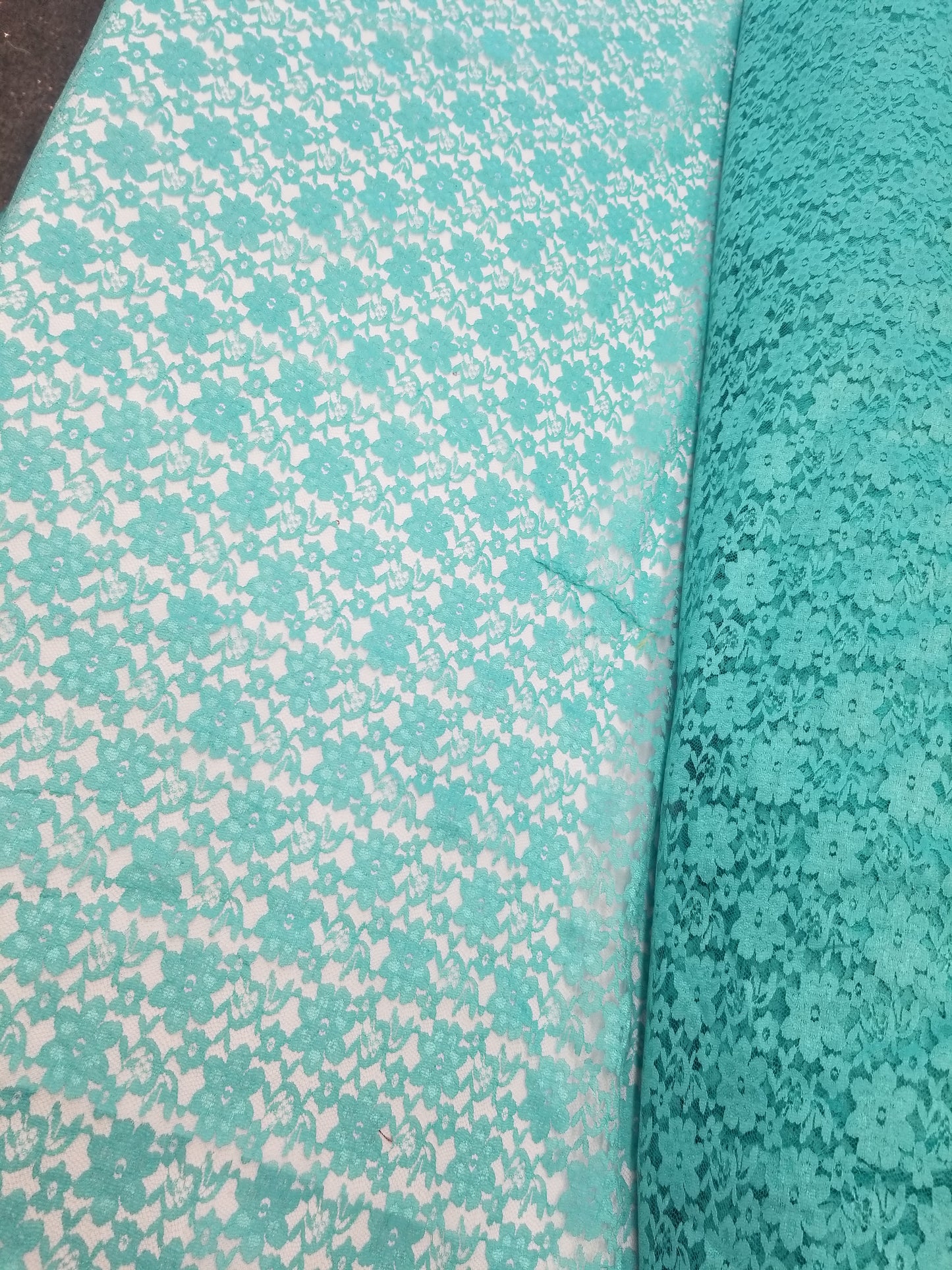 Mint Green 58/60" Raschel lace fabric Sold by the Yard