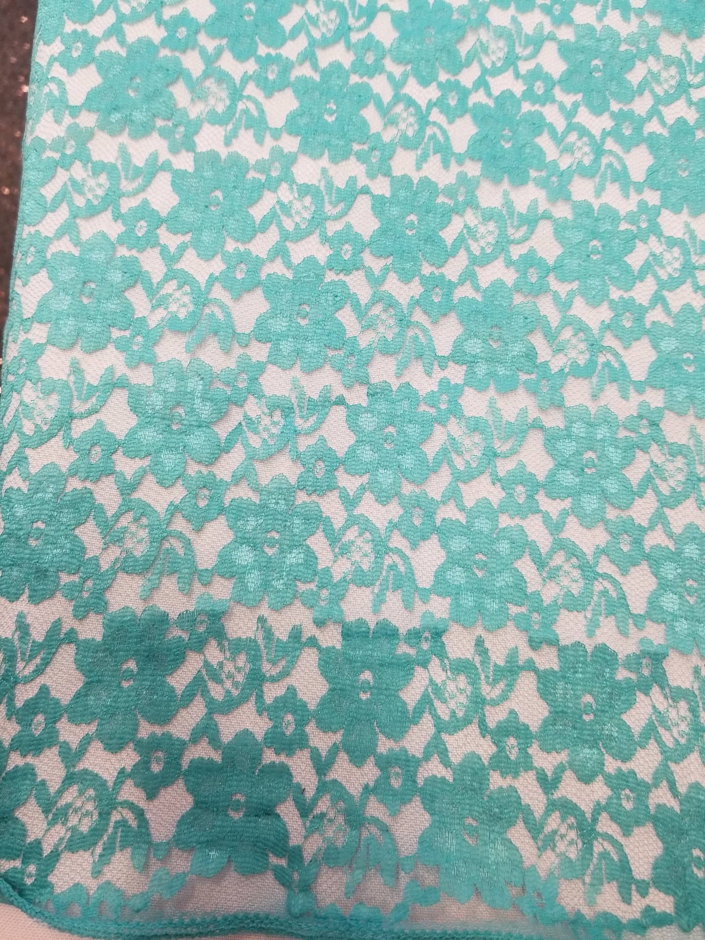 Mint Green 58/60" Raschel lace fabric Sold by the Yard