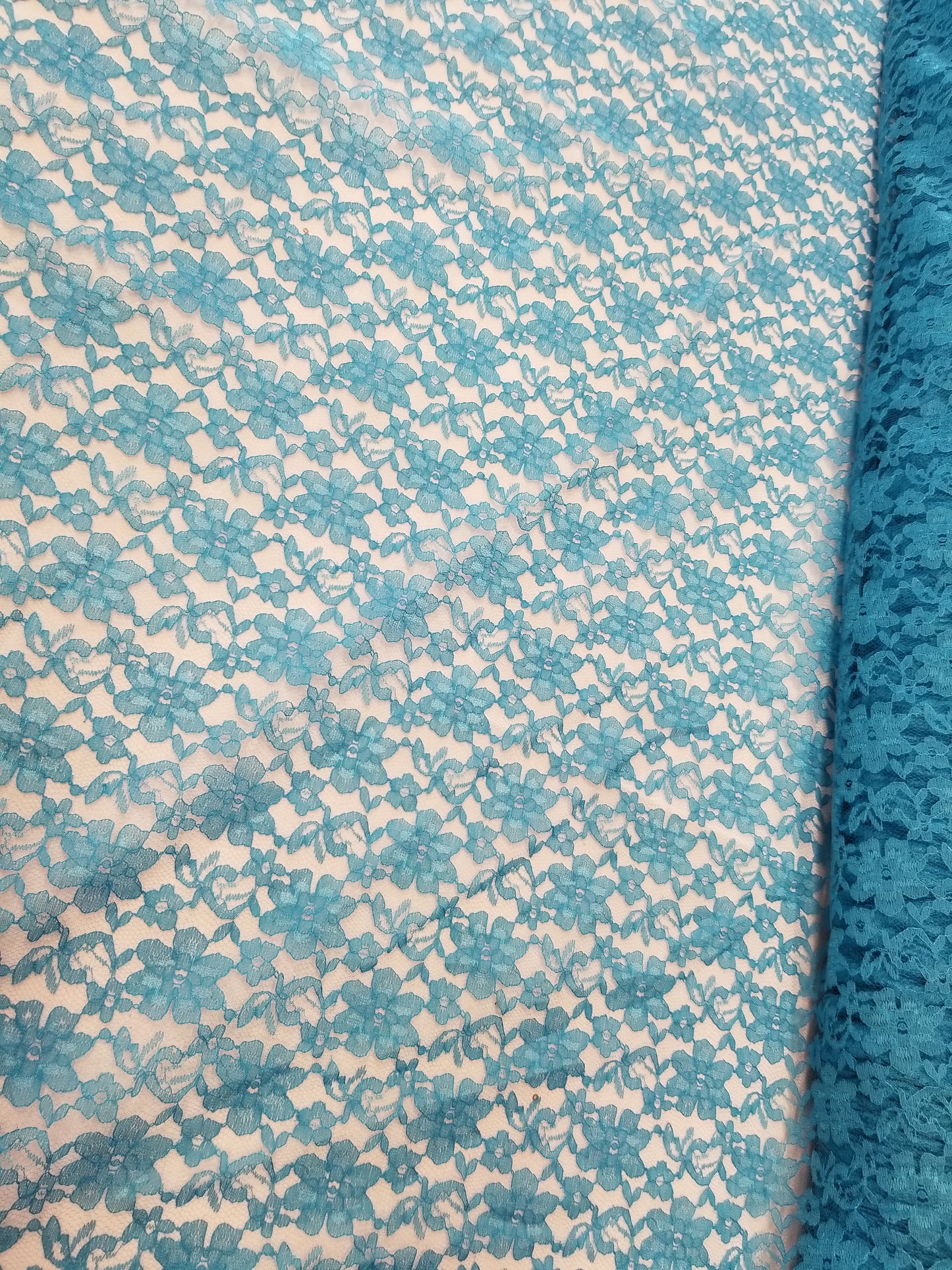 Turquoise 58/60" Raschel lace fabric Sold by the Yard