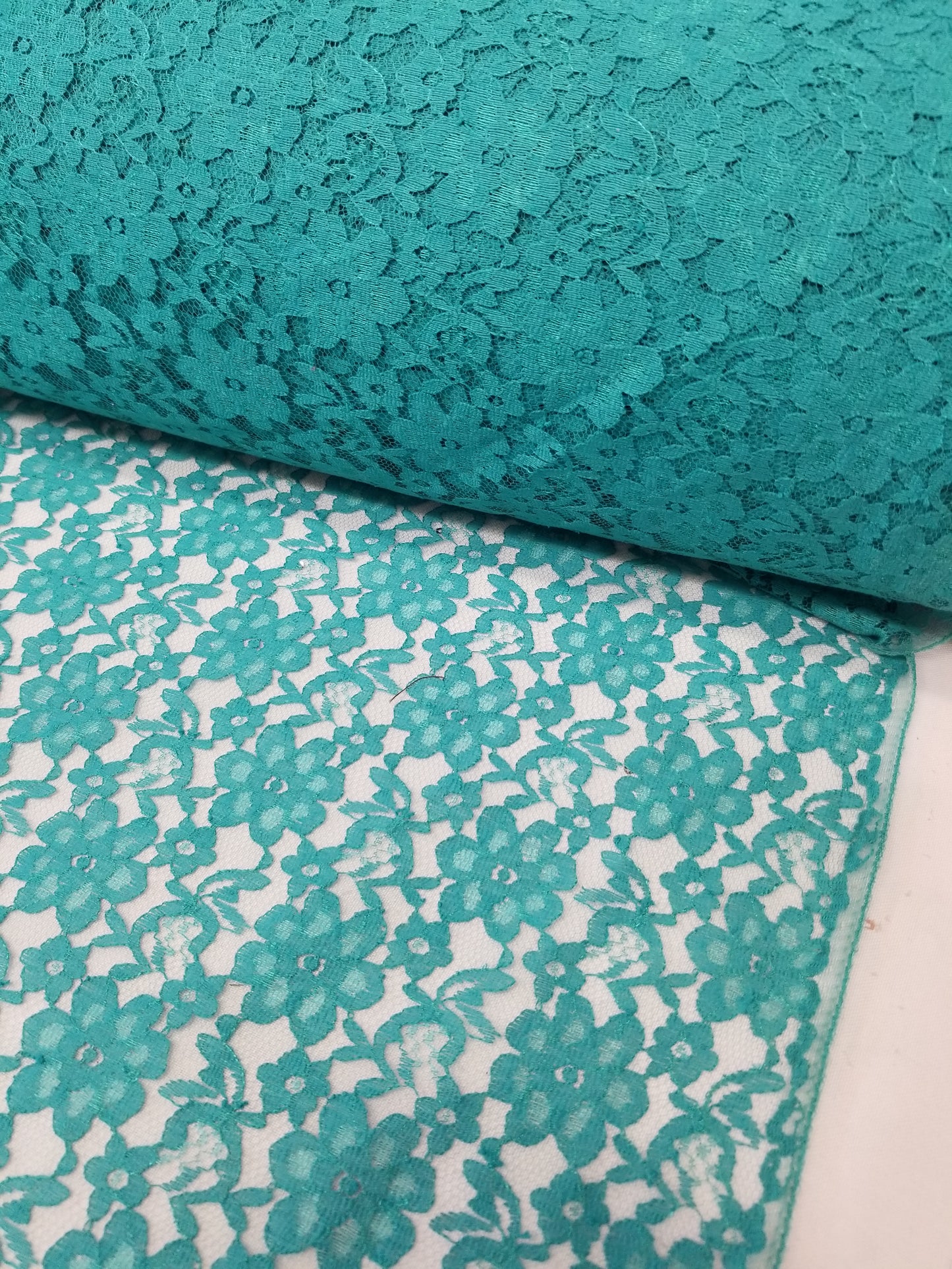 Dark Mint Green 58/60" Raschel lace fabric Sold by the Yard