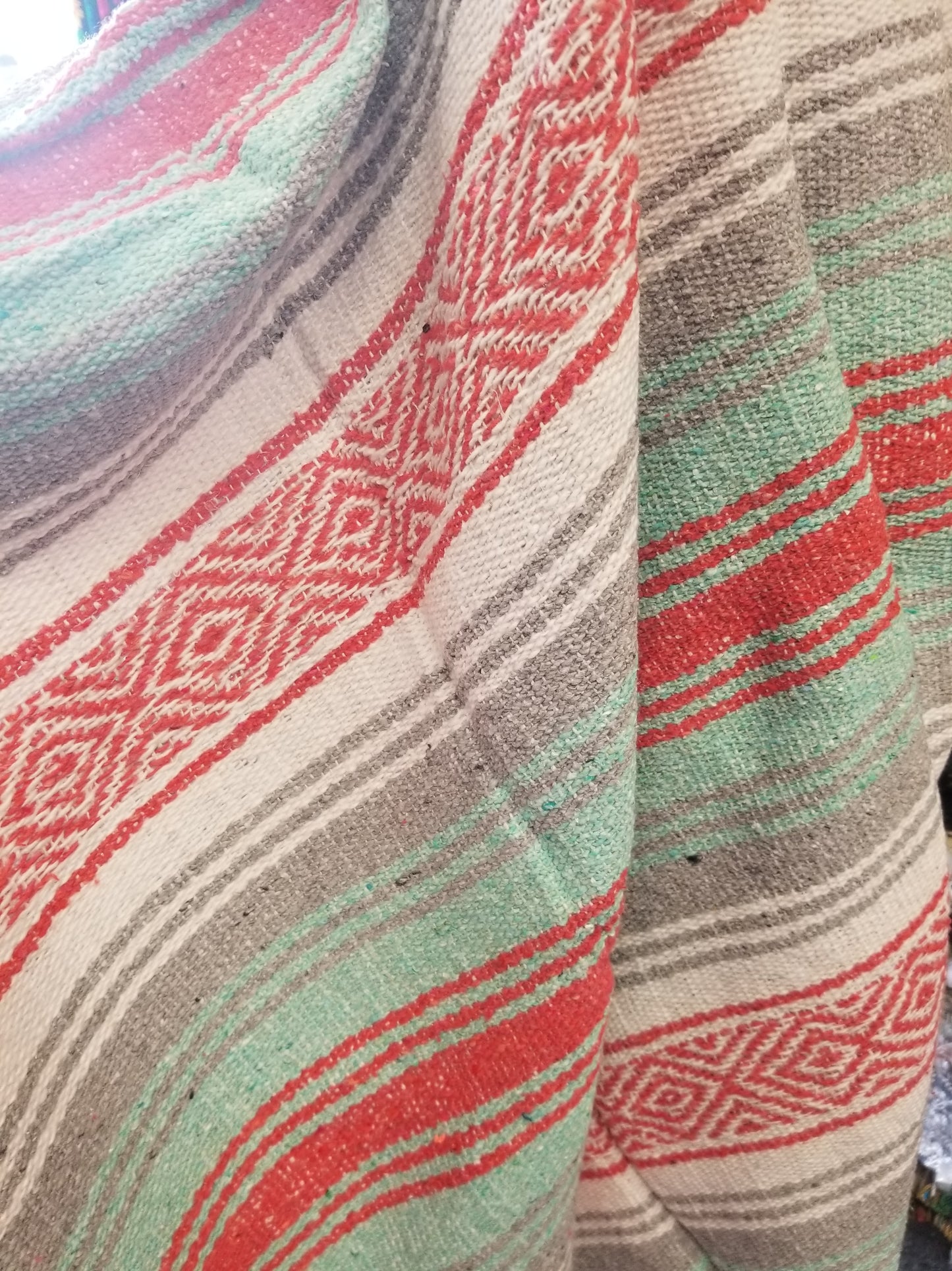 New Authentic Serape 102" x 63" Throw , Mexican Blanket, 1970s Mexican Textile, Serape Blanket, 1970s Blanket, Southwestern Decor