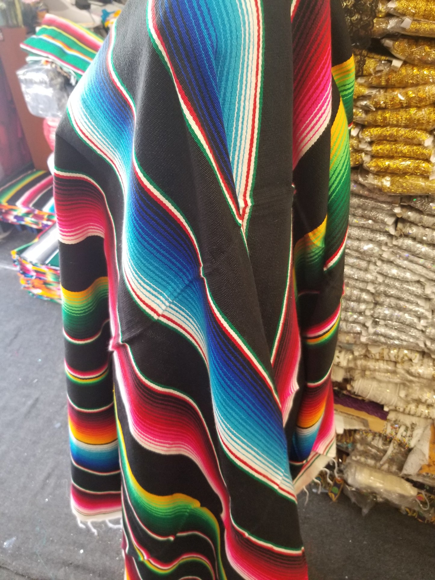 New Authentic Serape 102" x 63" Throw , Mexican Blanket, 1970s Mexican Textile, Serape Blanket, 1970s Blanket, Southwestern Decor