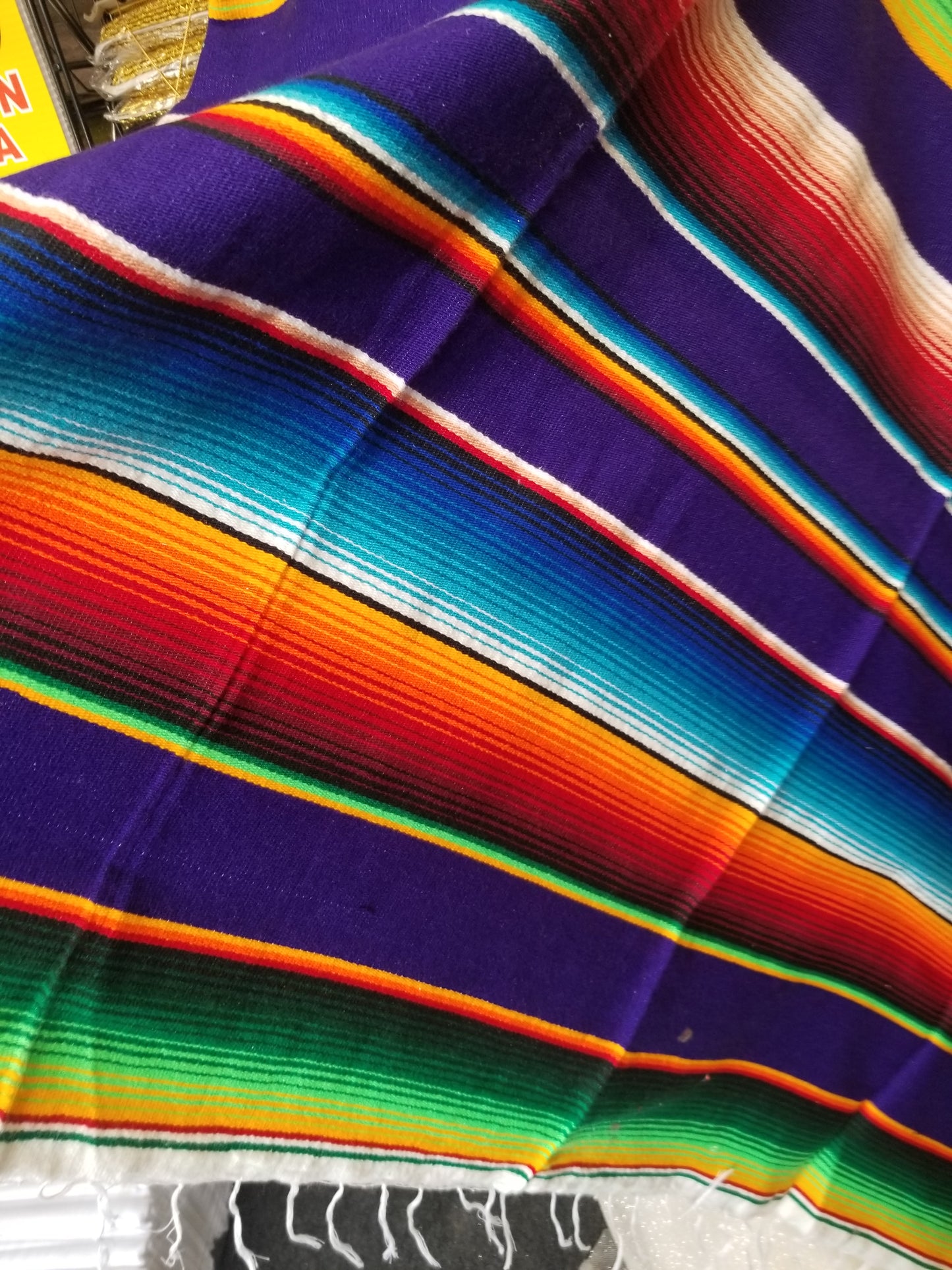New Authentic Serape 102" x 63" Throw , Mexican Blanket, 1970s Mexican Textile, Serape Blanket, 1970s Blanket, Southwestern Decor