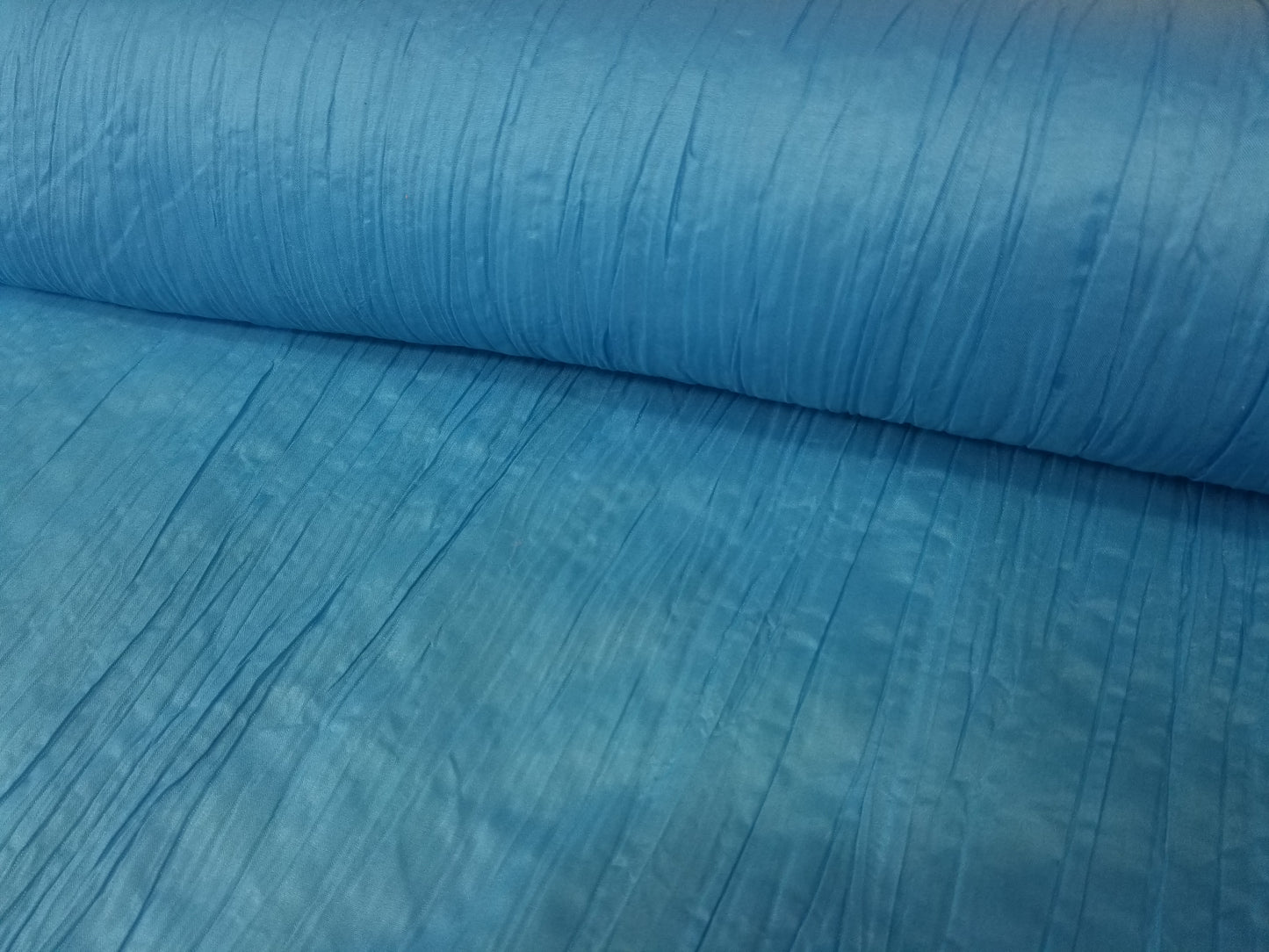 Crushed Taffeta Fabric - Turquoise - 54" Width Sold by The Yard Creased Clothing Decorations Crafts