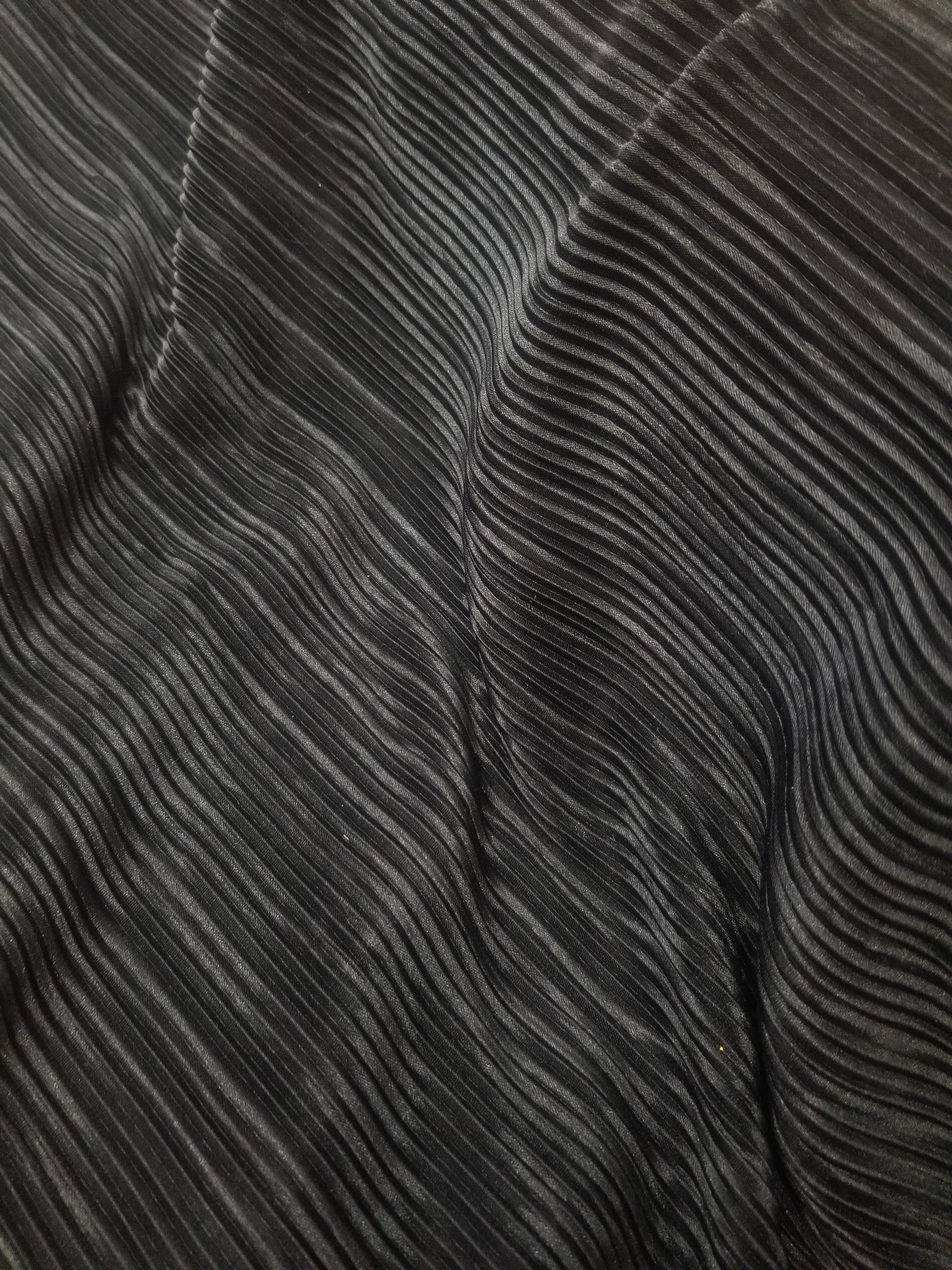 New Pure Black Satin Pleated fabric sold by yard (60 ”width) Small Pleated Satin Fabric